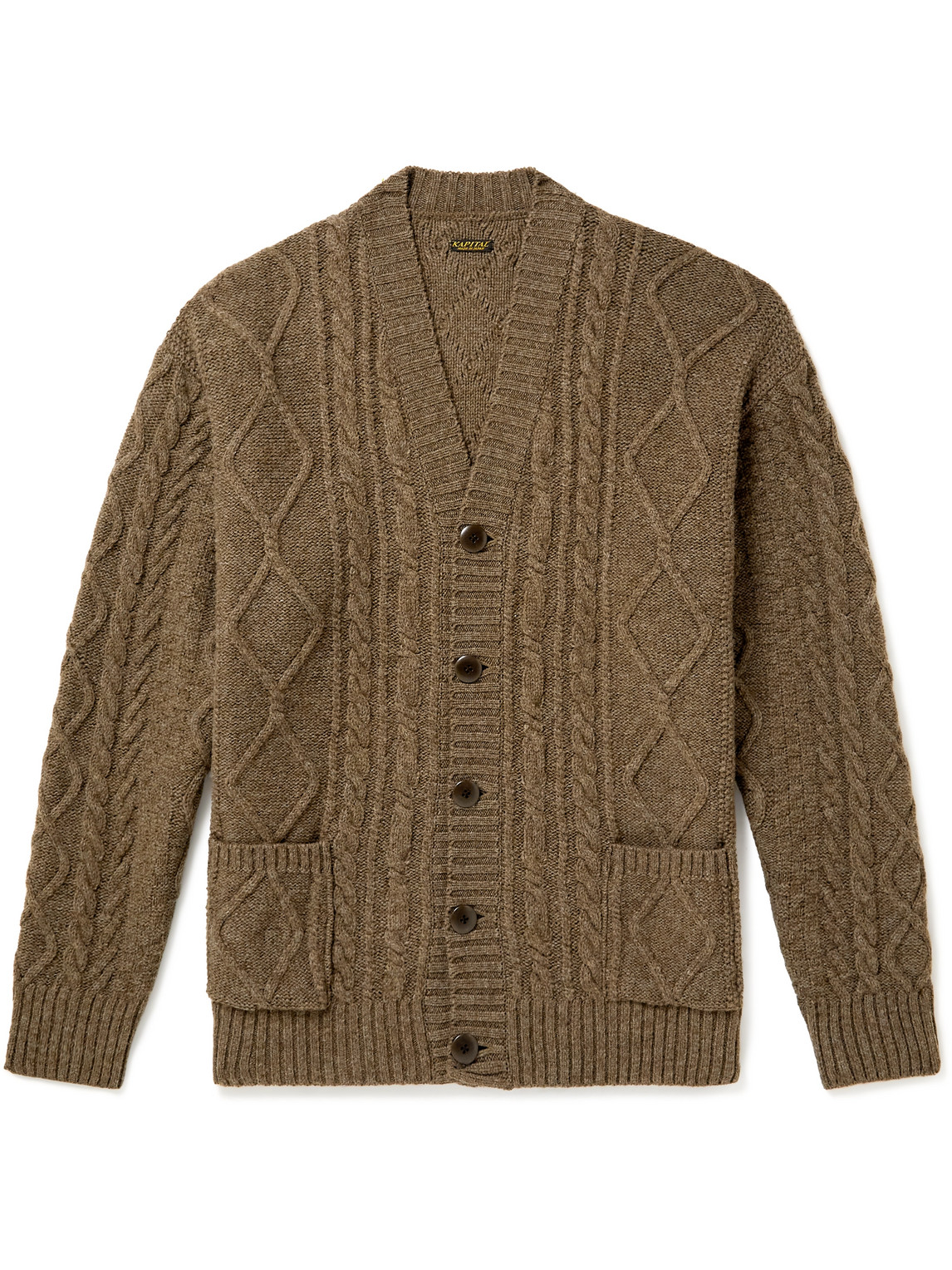 Kapital Intarsia Cable-knit Wool-blend Cardigan In Brown