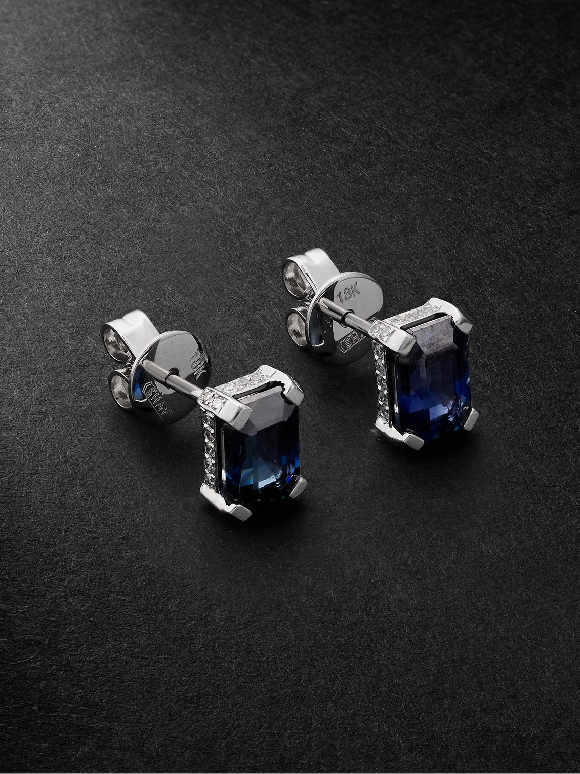 Shay White Gold, Sapphire And Diamond Earrings In Blue