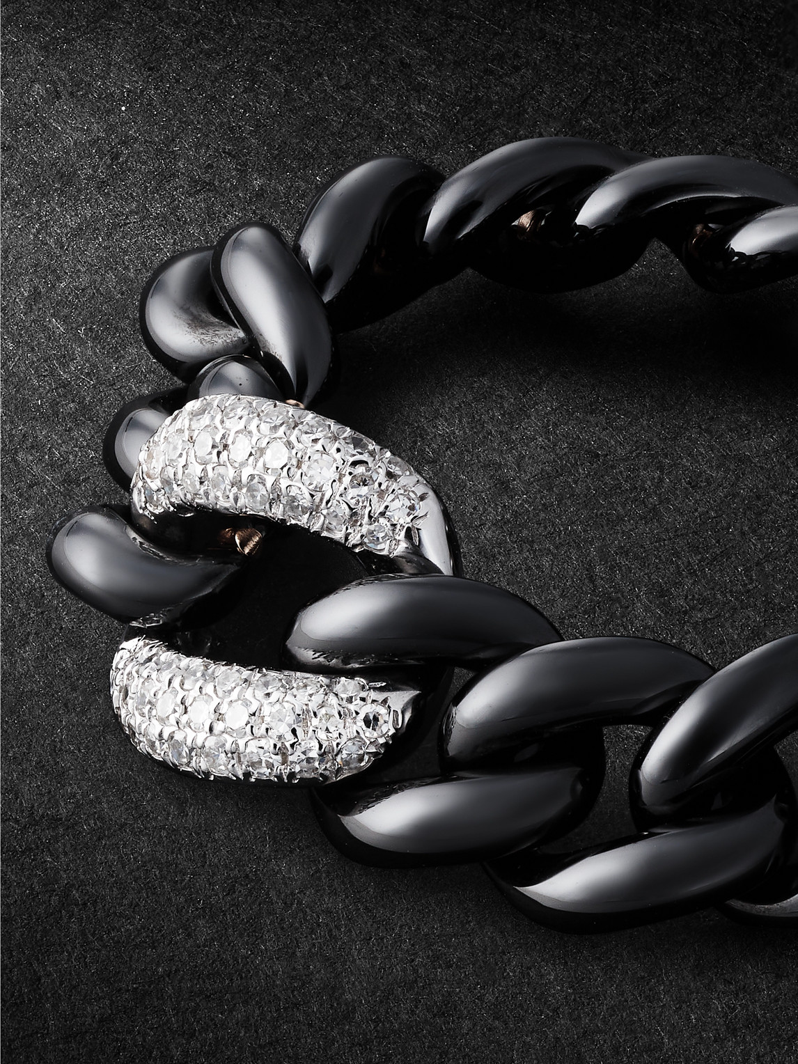 Shop Shay Link Medium White Gold, Ceramic And Diamond Ring In Black