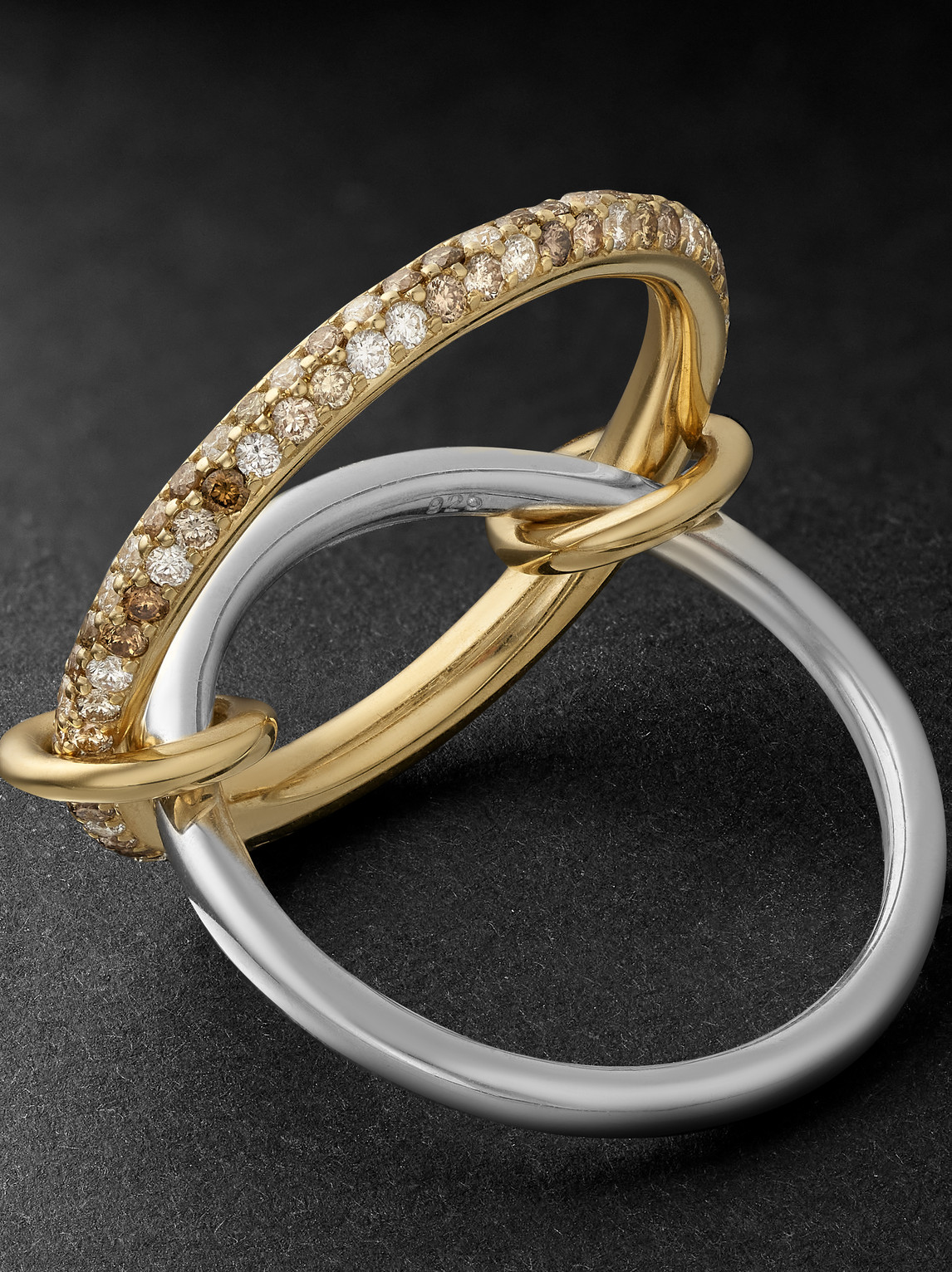 Shop Spinelli Kilcollin Virgo Petite Gold And Silver Diamond Ring