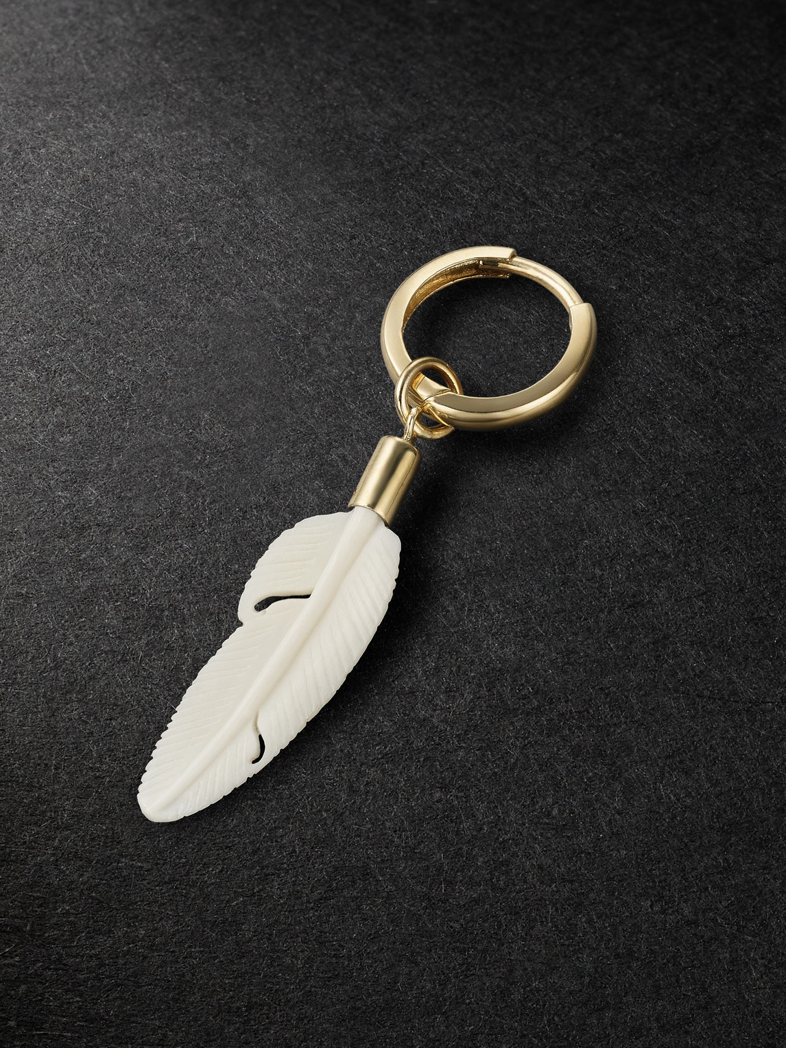 Jacquie Aiche Small Gold Bone Feather Pendant In White