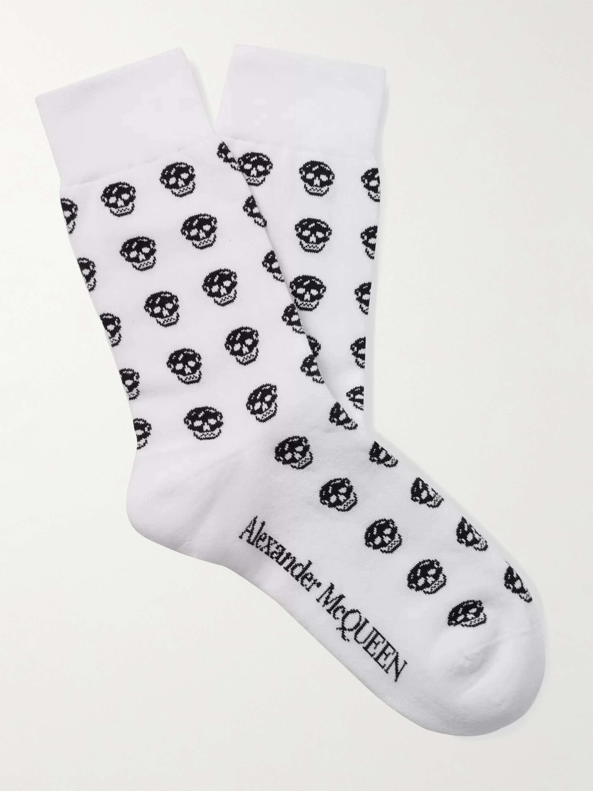 ALEXANDER MCQUEEN Skull-Intarsia Cotton-Blend Socks for Men | MR PORTER
