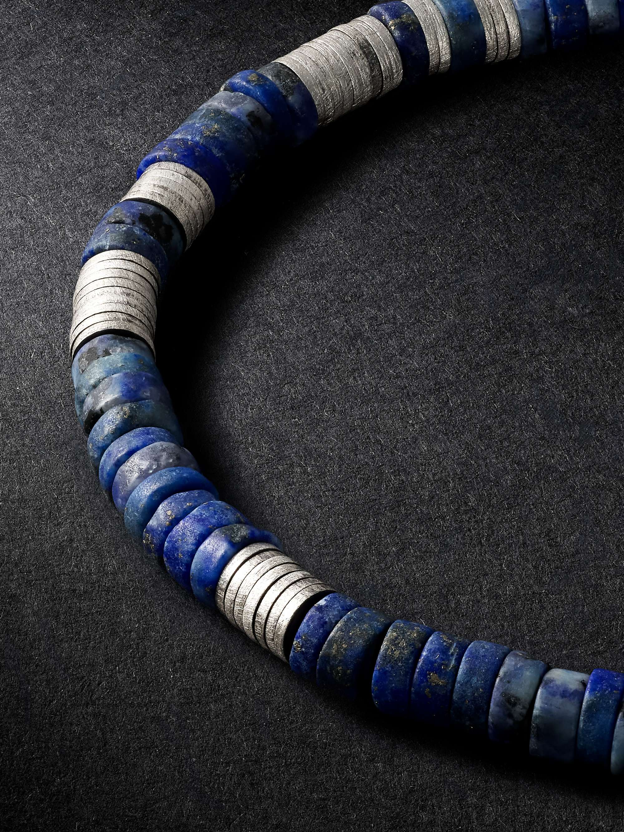 Blue Burnished Silver, Lapis Lazuli and Cord Bracelet | MAOR | MR PORTER
