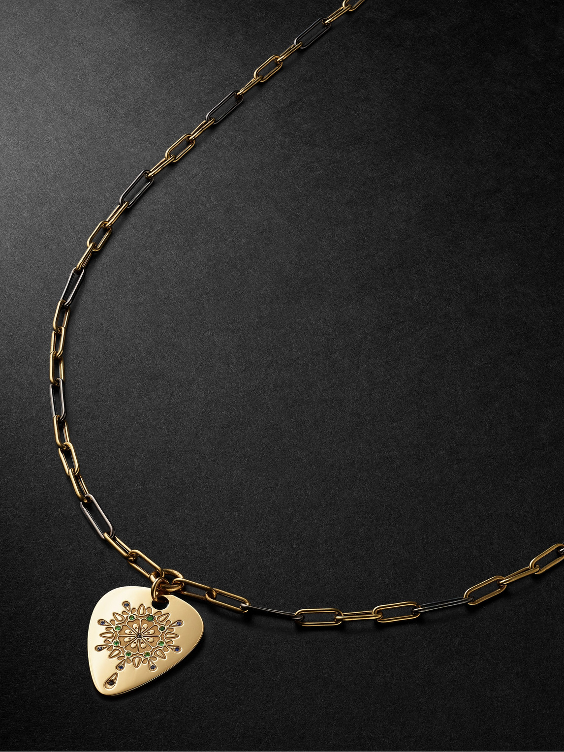 Jenny Dee Jewelry - Psychedelia Mandalic 18-Karat Gold Multi-Stone Pendant  Necklace - Men - Black for ผู้ชาย