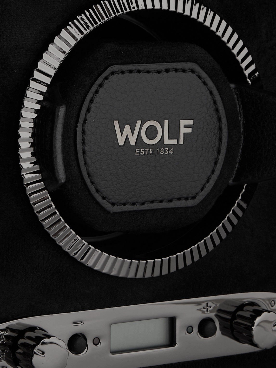 Shop Wolf Pebble-grain Vegan Leather Double Watch-winder In Black