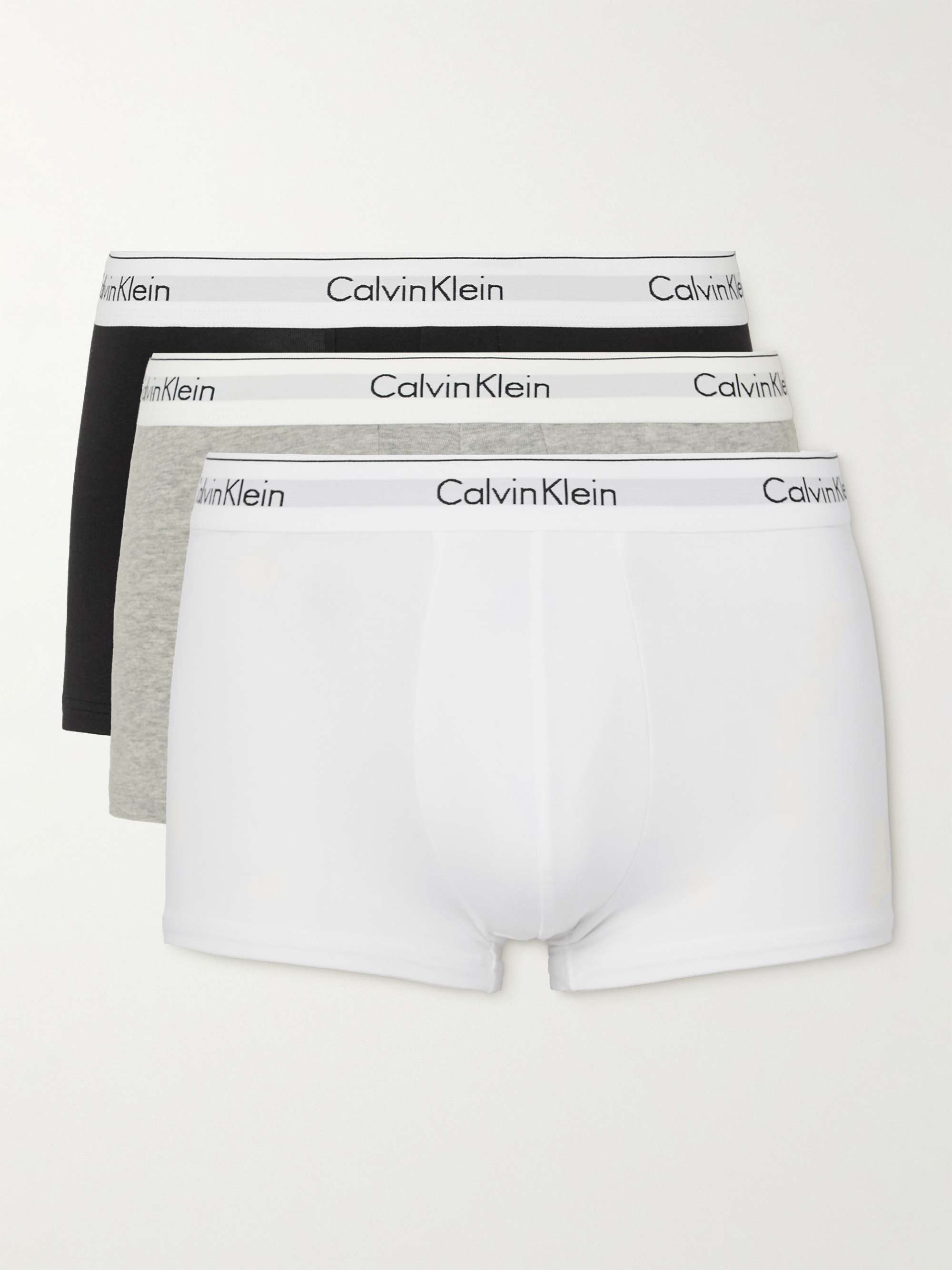 CALVIN KLEIN UNDERWEAR Three-Pack Modern Stretch-Cotton Boxer Briefs for  Men