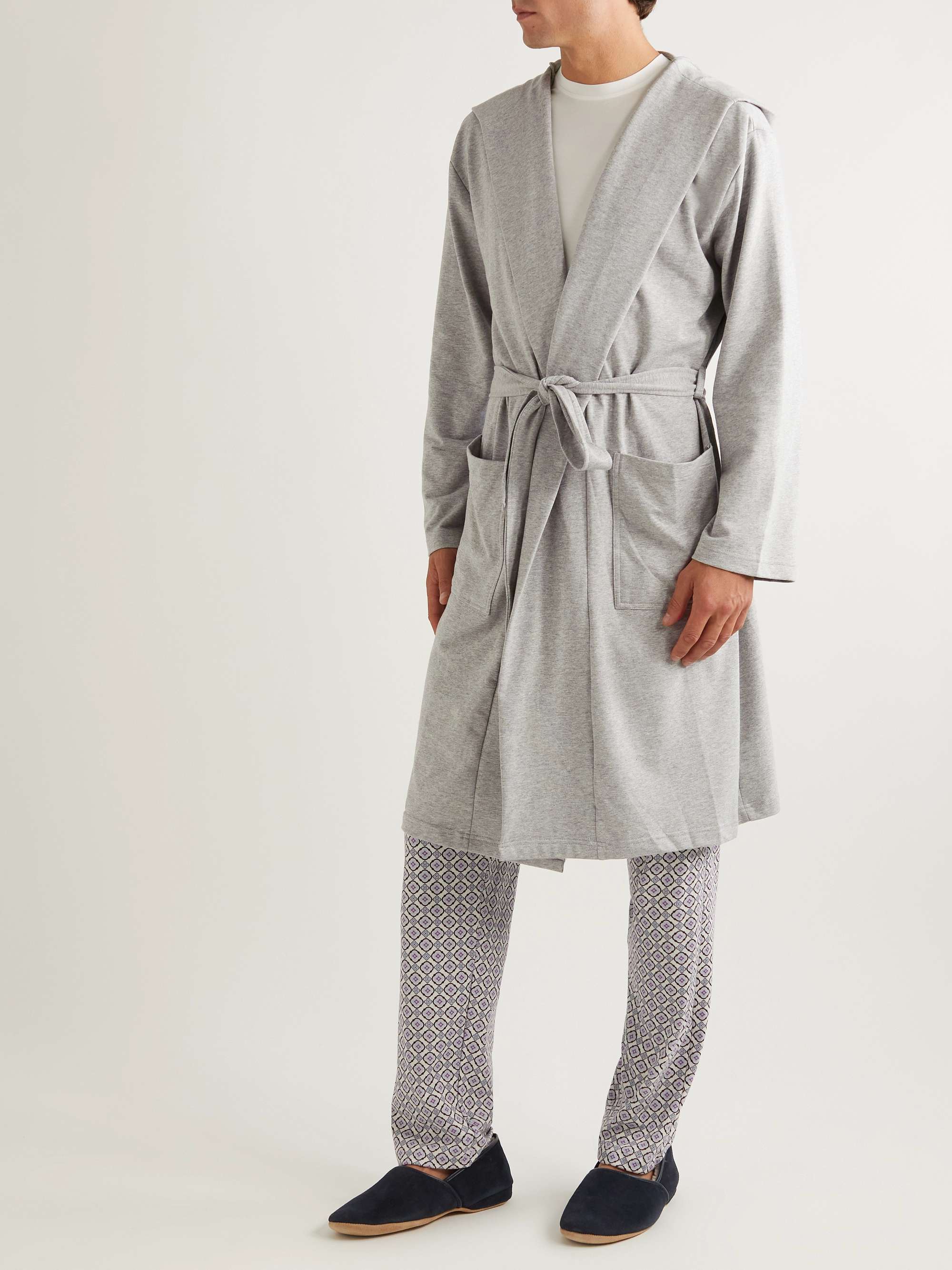 CALVIN KLEIN UNDERWEAR Logo-Embroidered Cotton-Blend Jersey Hooded Robe for  Men | MR PORTER