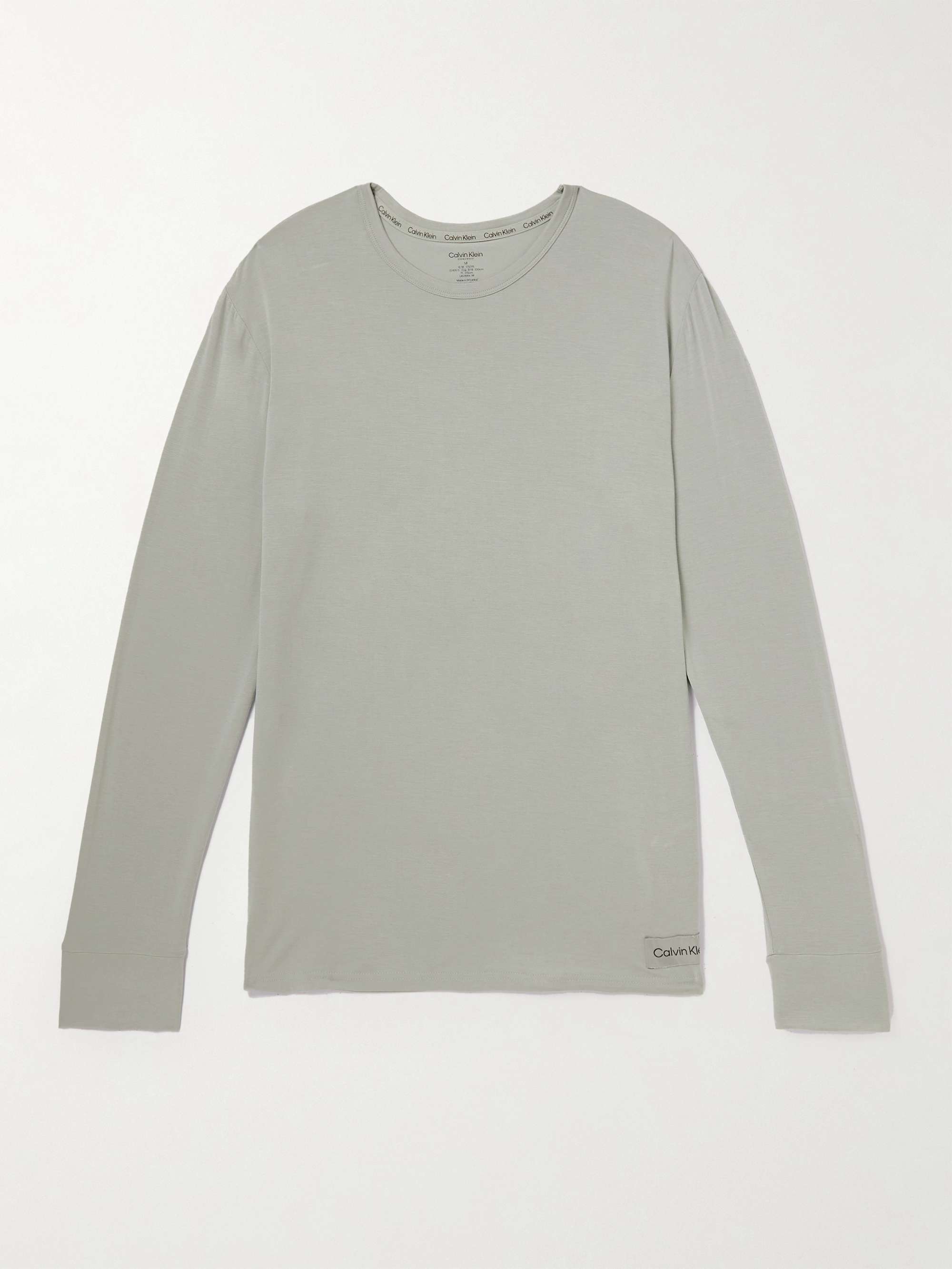 Gray Logo-Appliquéd Stretch-Modal and Cashmere-Blend Pyjama Top | CALVIN  KLEIN UNDERWEAR | MR PORTER