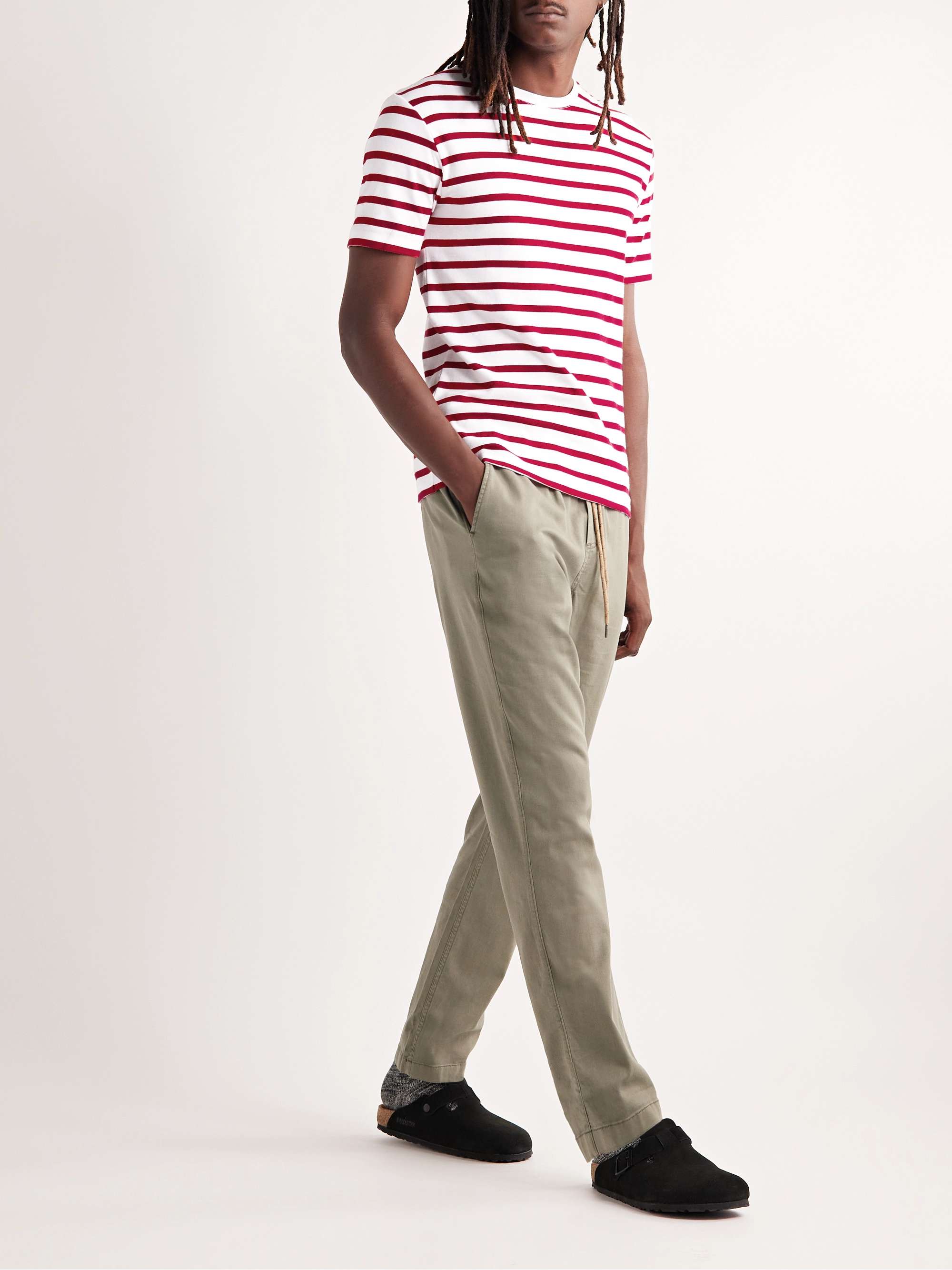 Red Slim-Fit Striped Cotton-Jersey T-Shirt | ARMOR-LUX | MR PORTER