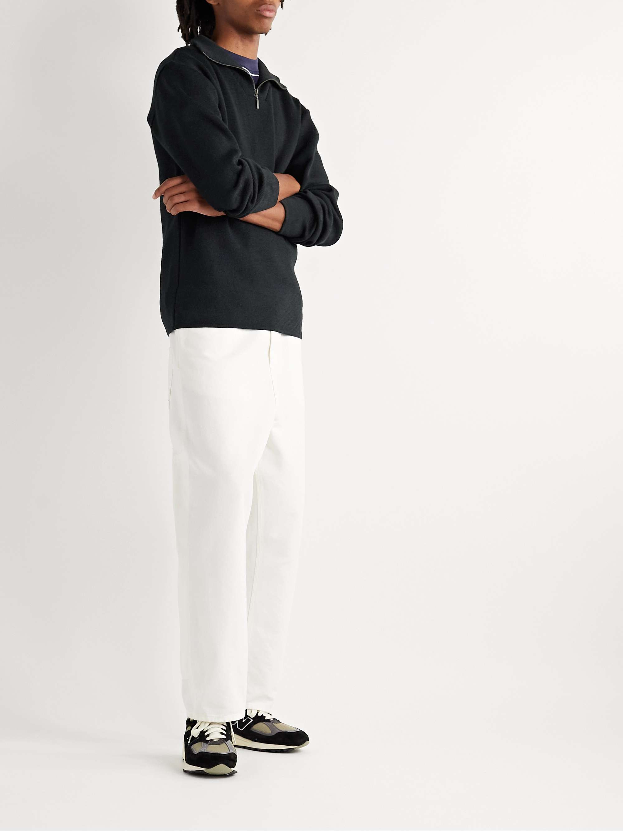 Black Guisseny Slim-Fit Logo-Appliquéd Wool Half-Zip Sweater | ARMOR-LUX |  MR PORTER