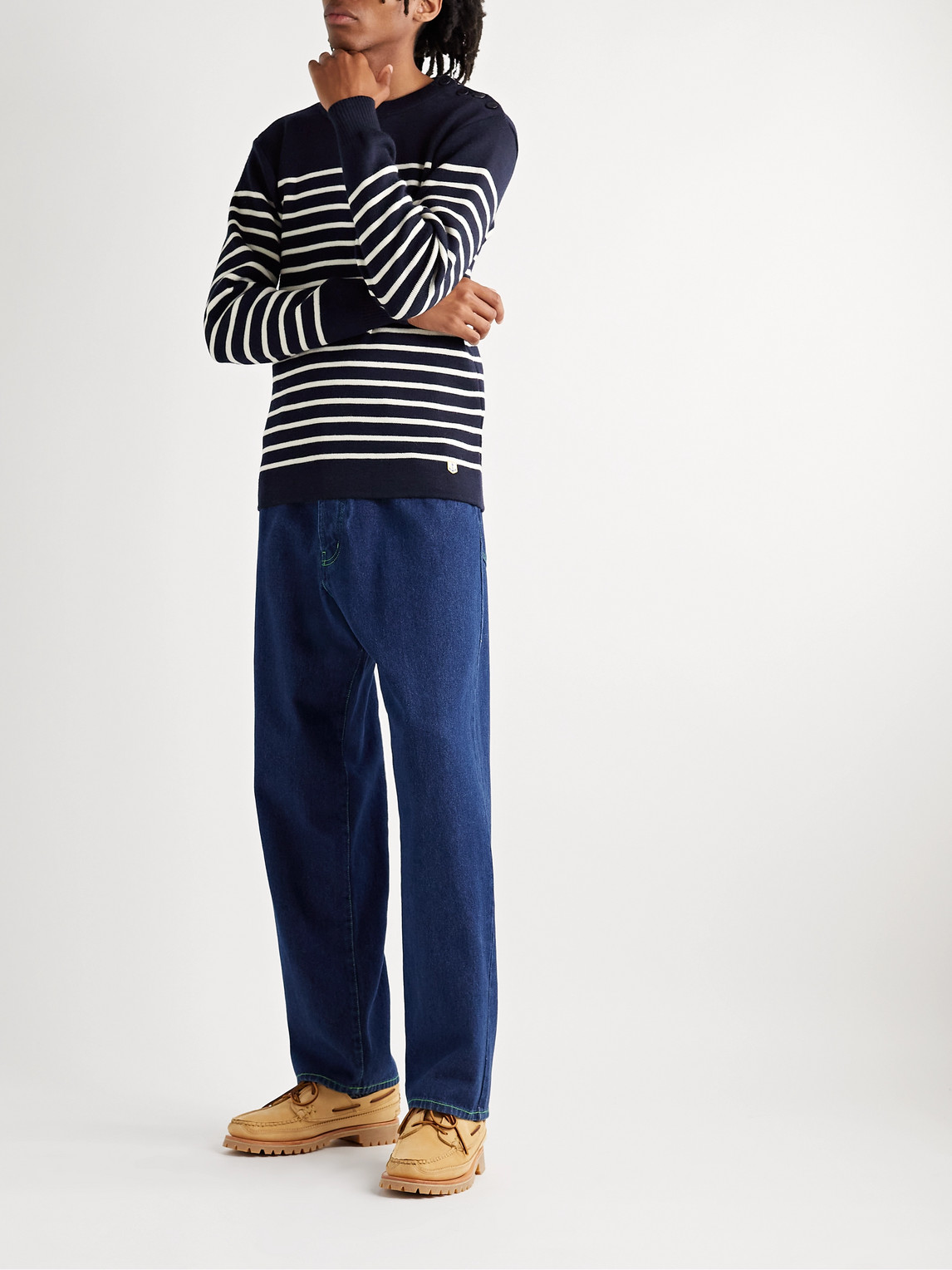 Armor-lux Groix Striped Navy Sweater Navire Milk Armor Lux In Blue |  ModeSens