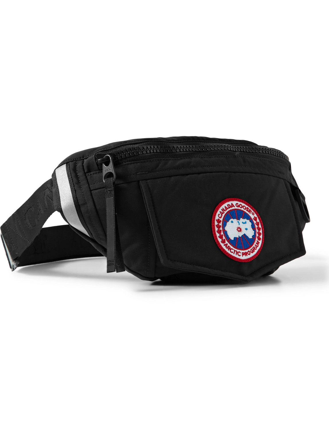 Canada Goose Logo-appliquéd Webbing-trimmed Shell Belt Bag In Black