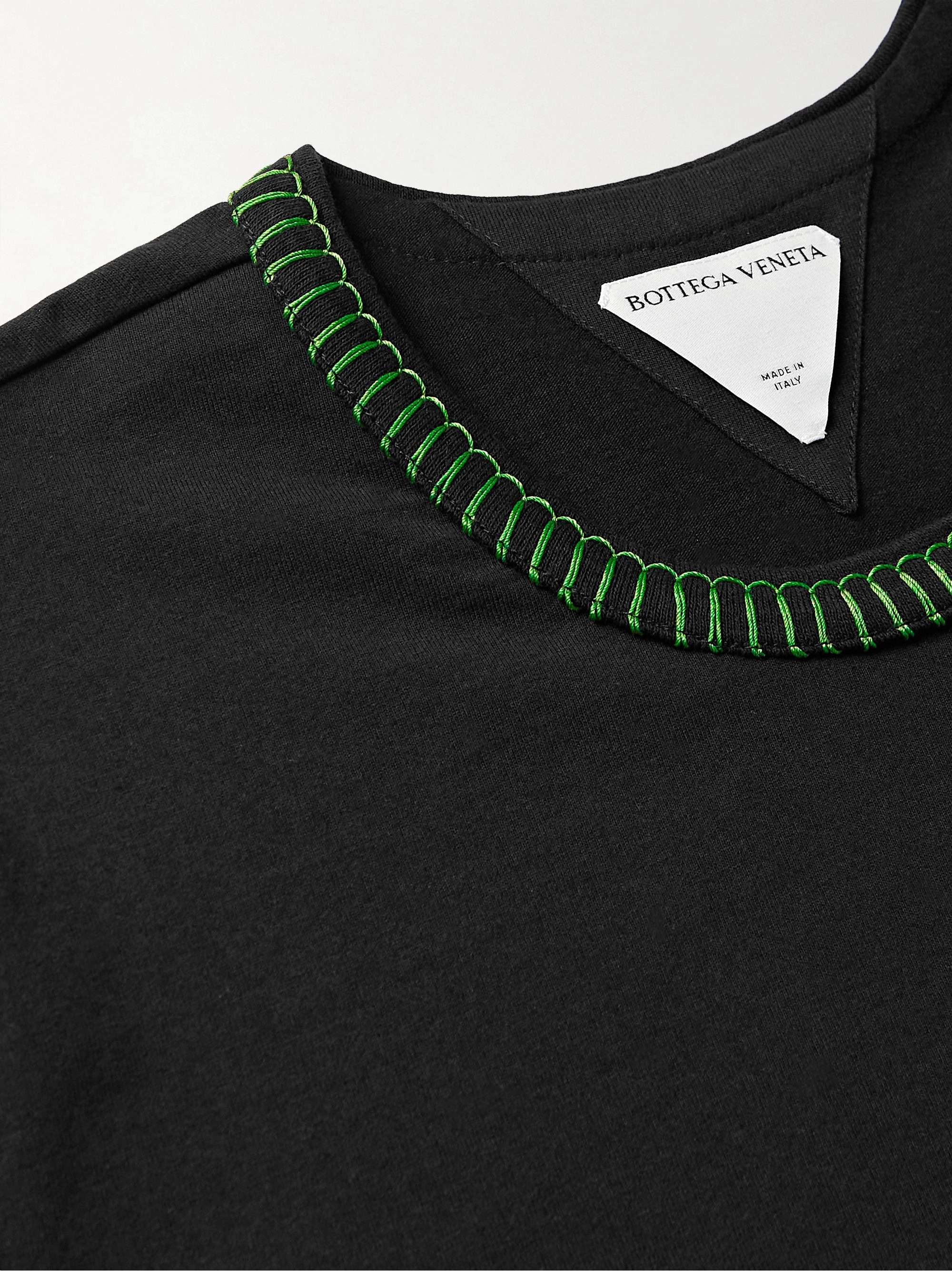 Black Embroidered Cotton-Jersey T-Shirt | BOTTEGA VENETA | MR PORTER