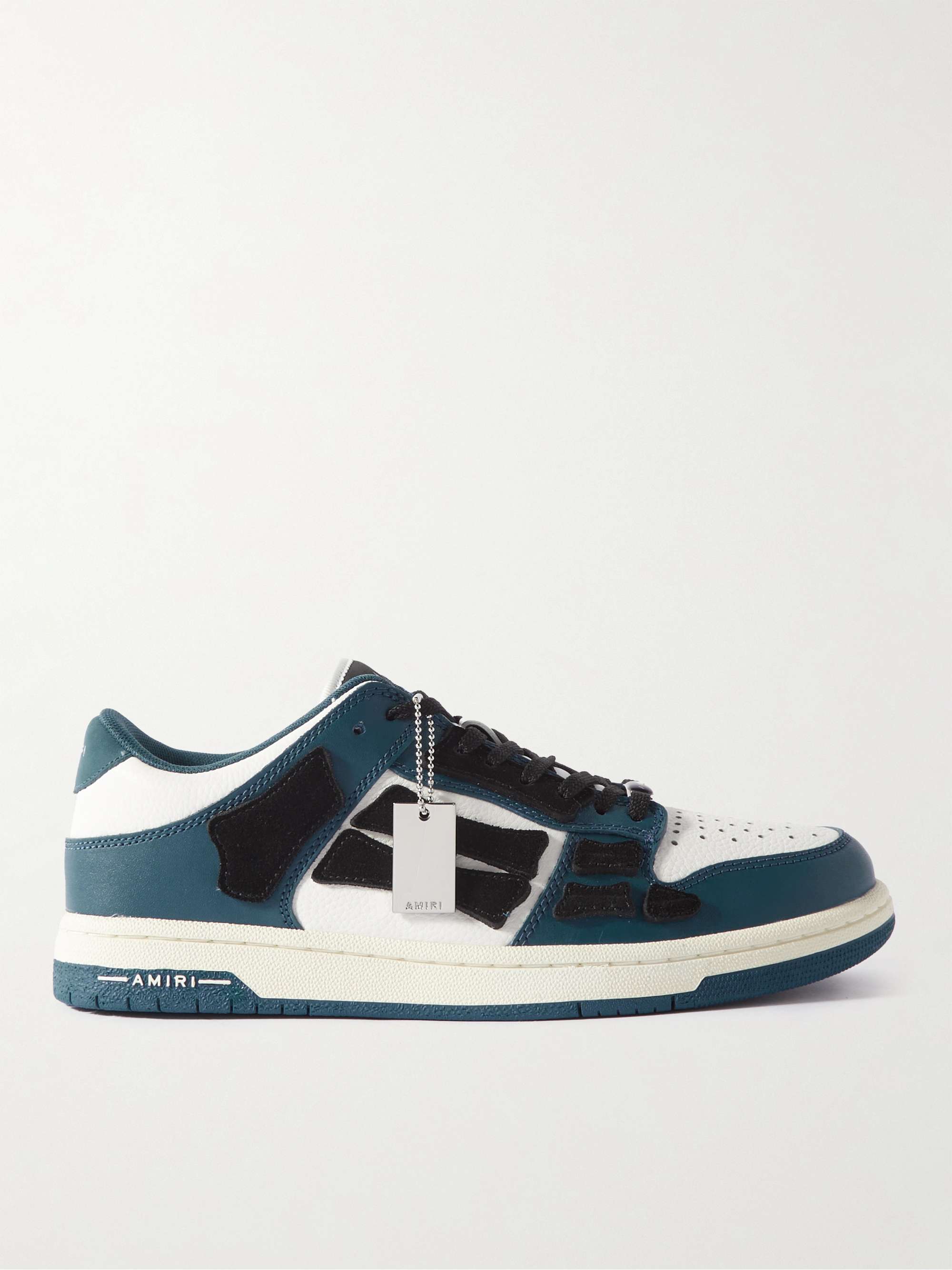 Navy Skel-Top Colour-Block Leather and Suede Sneakers | AMIRI | MR PORTER