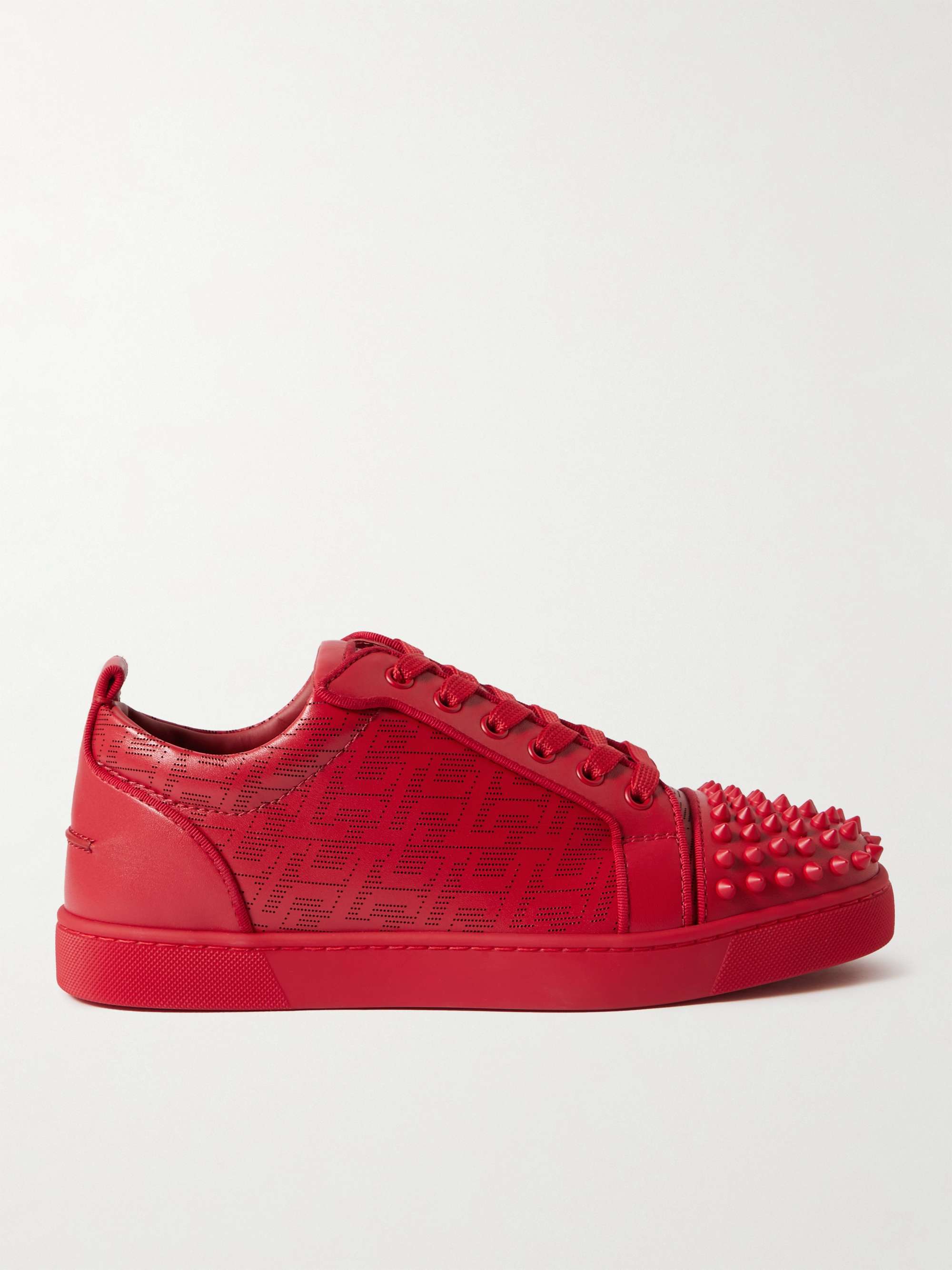 Christian Louboutin - Men - Louis Junior Spikes Cap-Toe Leather Sneakers Red - EU 44
