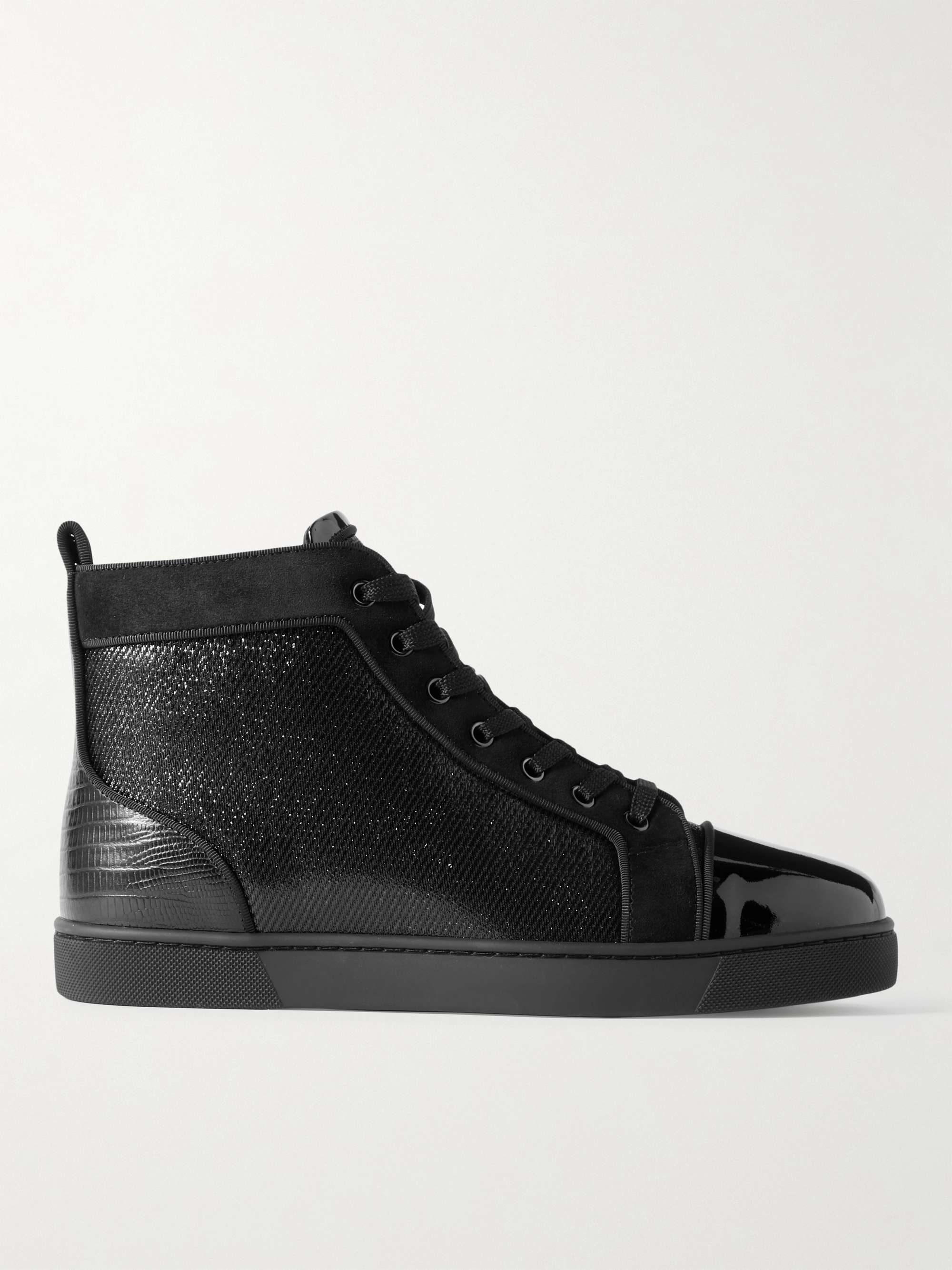 Christian Louboutin Louis Orlato Logo-Appliquéd Felt-trimmed Leather and Mesh High-Top Sneakers - Men - Black Sneakers - EU 42