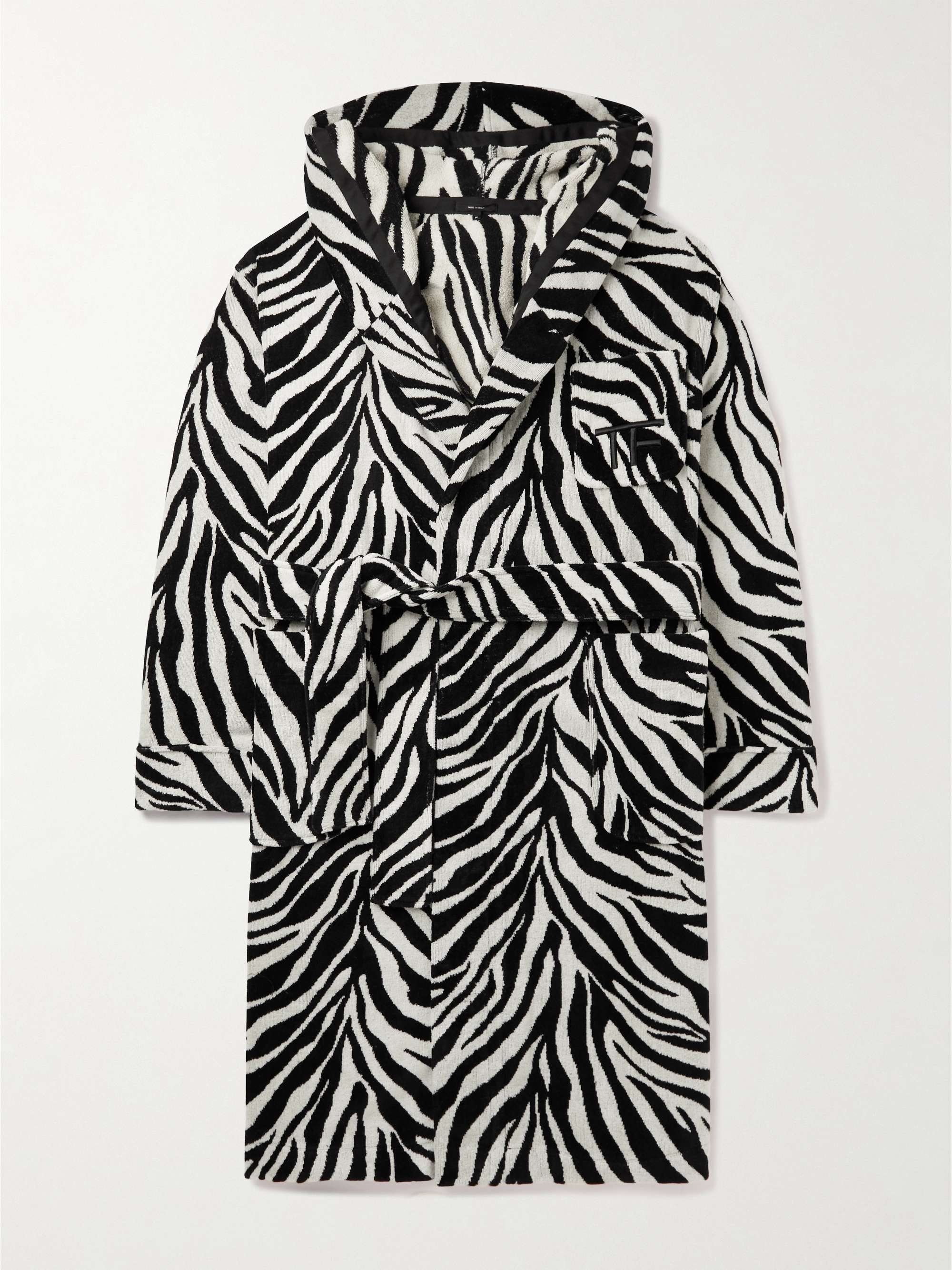 TOM FORD Zebra-Print Cotton-Terry Hooded Robe for Men | MR PORTER