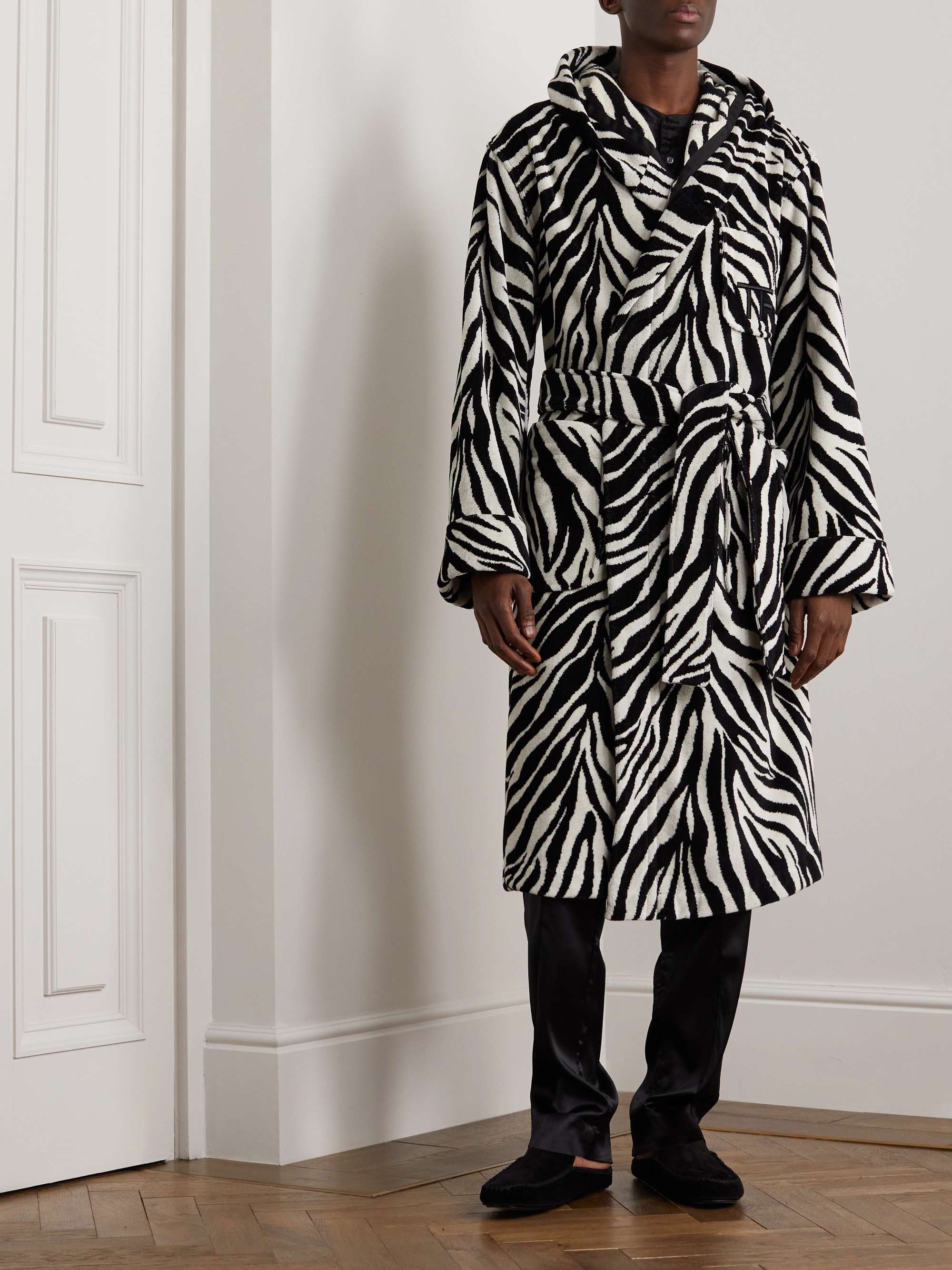 TOM FORD Zebra-Print Cotton-Terry Hooded Robe | MR PORTER
