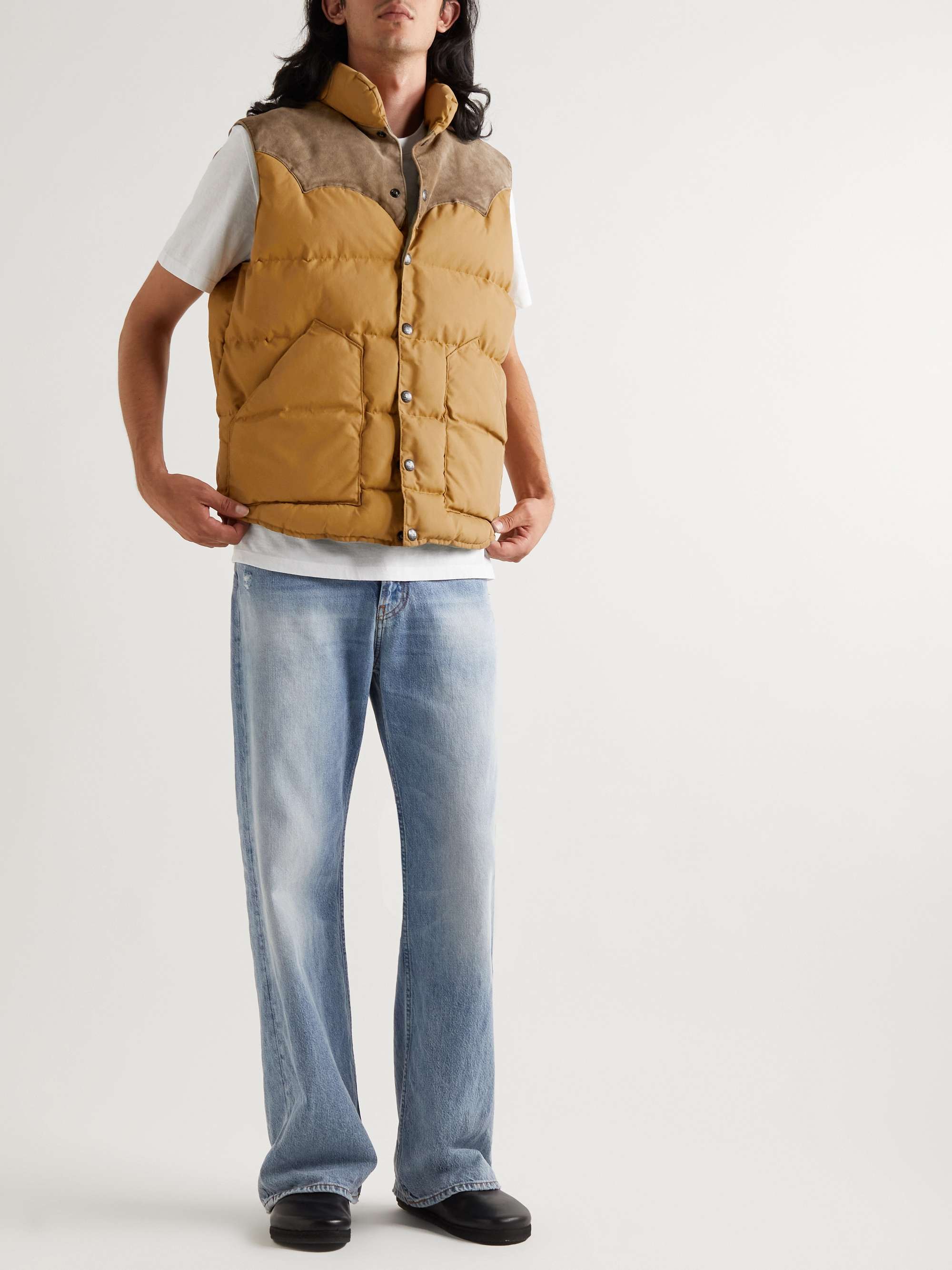 Yellow Milburn Suede-Panelled Quilted Recycled Nylon Gilet | RRL | MR PORTER