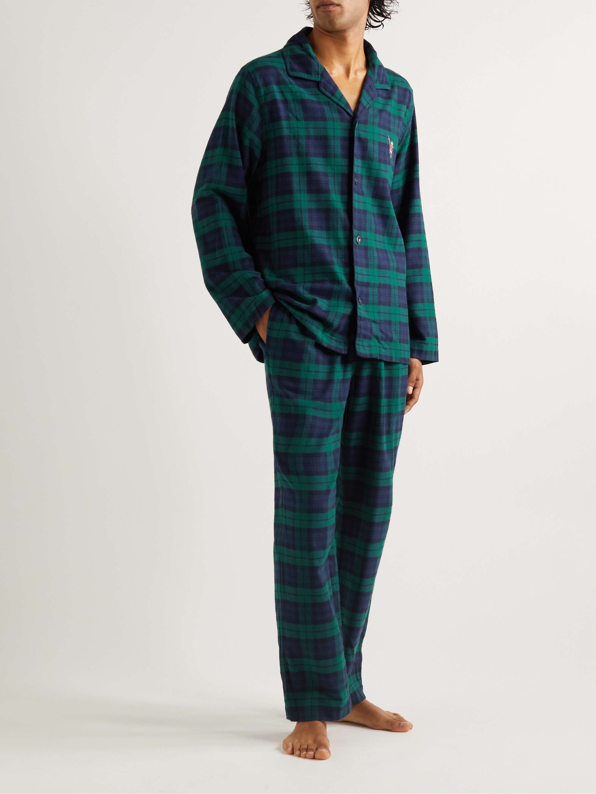 POLO RALPH LAUREN Logo-Embroidered Checked Cotton-Flannel Pyjama Set | MR  PORTER