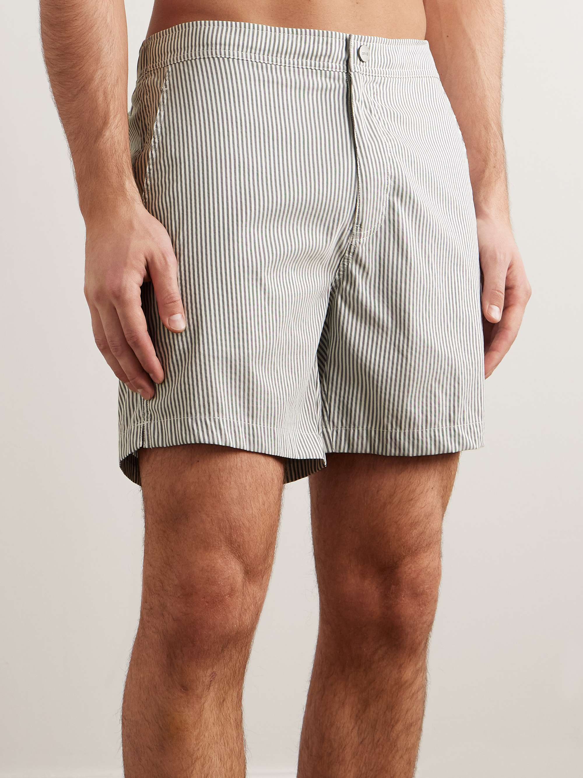 ONIA Calder Straight-Leg Mid-Length Striped Swim Shorts for Men | MR PORTER