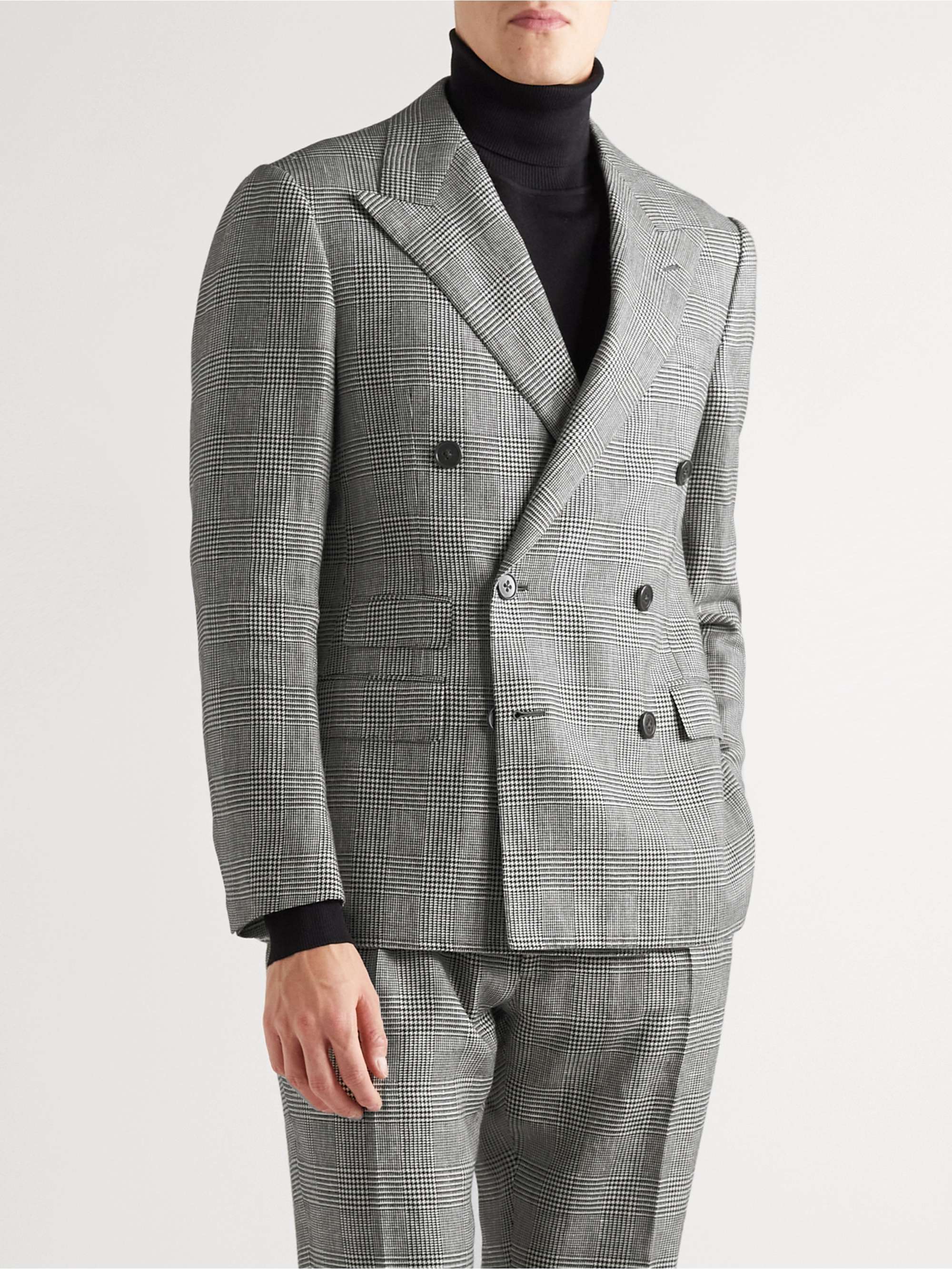 RALPH LAUREN PURPLE LABEL Kent Double-Breasted Prince of Wales Checked Wool  Suit Jacket | MR PORTER
