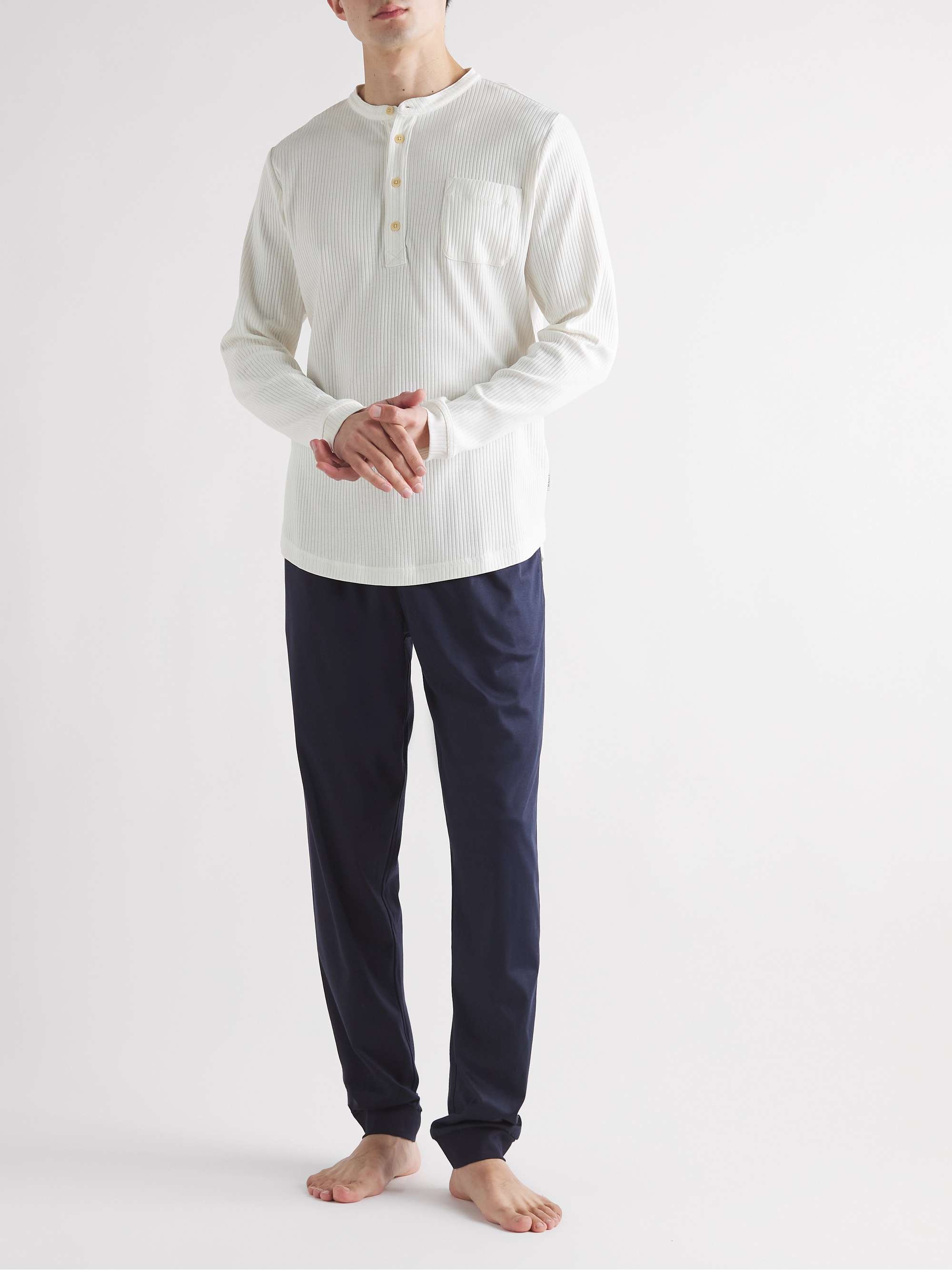 OLIVER SPENCER Swanfield Slim-Fit Ribbed Cotton-Jersey Henley T-Shirt for  Men | MR PORTER