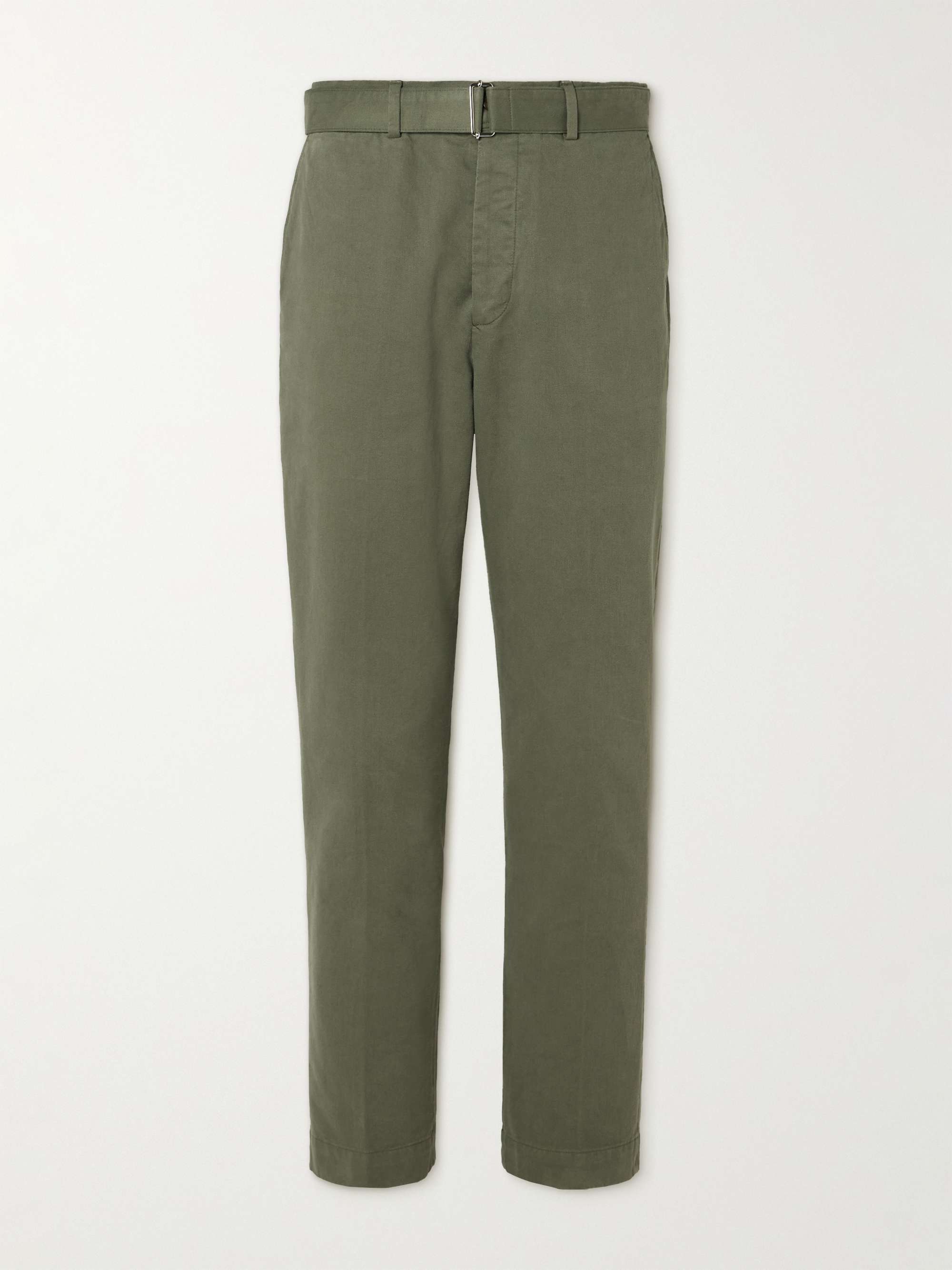 OFFICINE GÉNÉRALE Straight-Leg Belted Cotton-Twill Trousers for