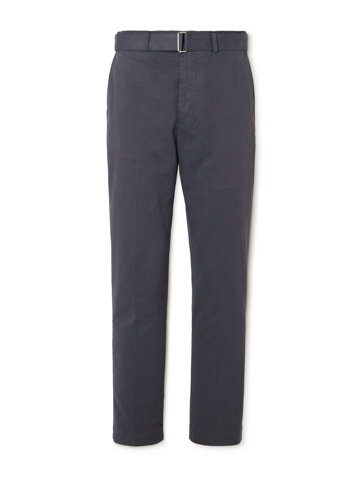 Shop Officine Generale Straight-leg Belted Cotton-twill Trousers In Black