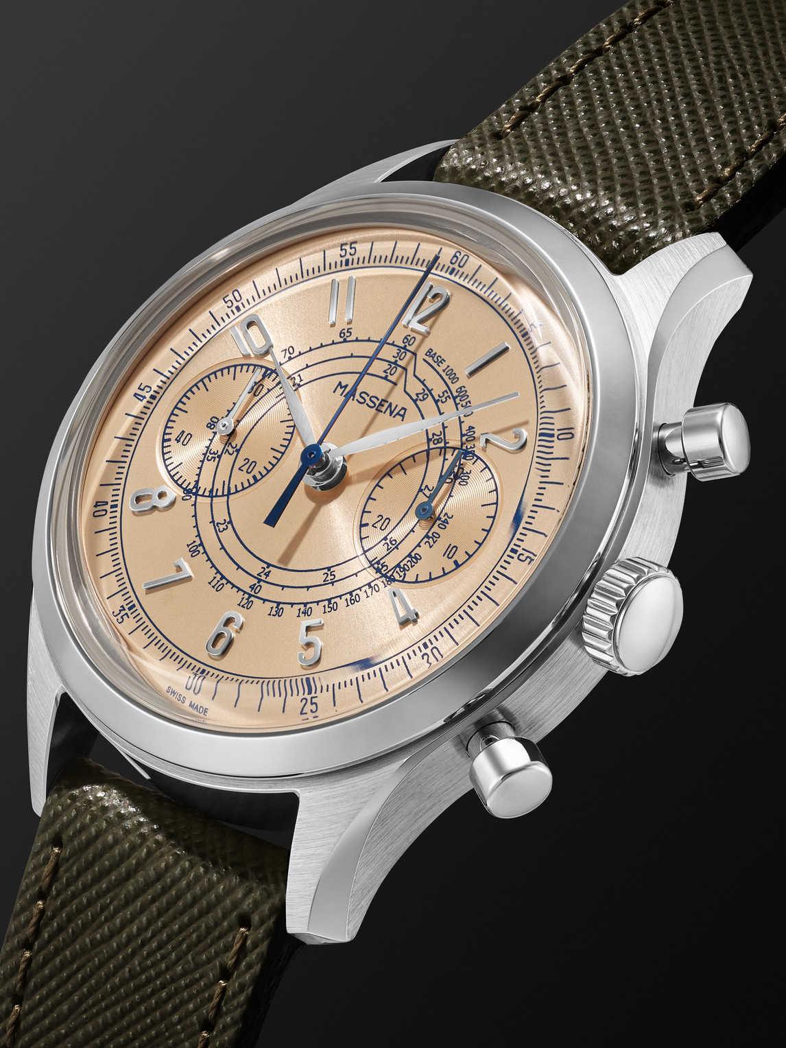 Shop Massena Lab Archetype 1.0 Limited Edition Hand-wound Chronograph 42mm Stainless Steel And Leather Watch, Ref. No In Gold
