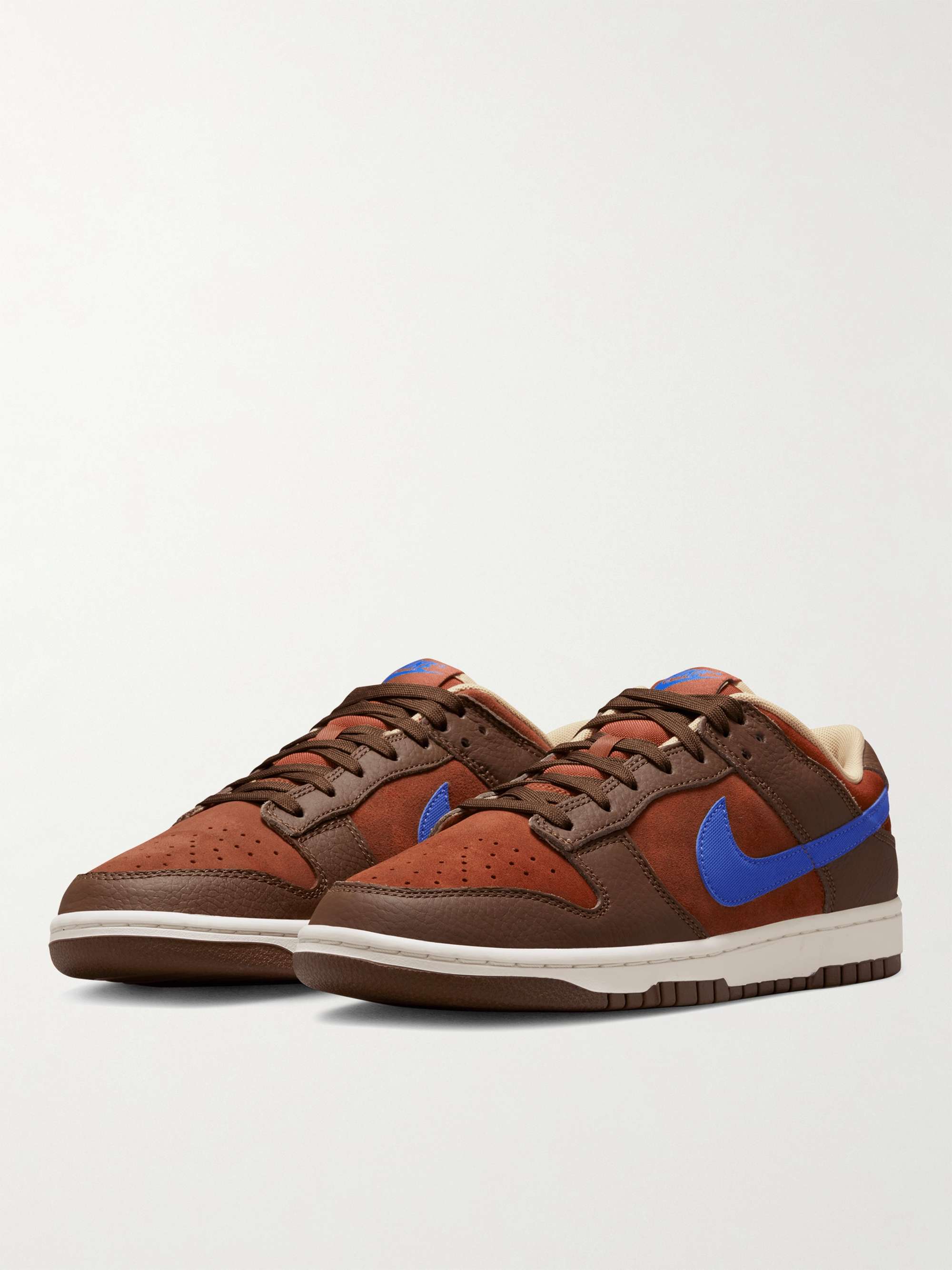 NIKE Dunk Low Retro Leather-Trimmed Suede Sneakers | MR PORTER