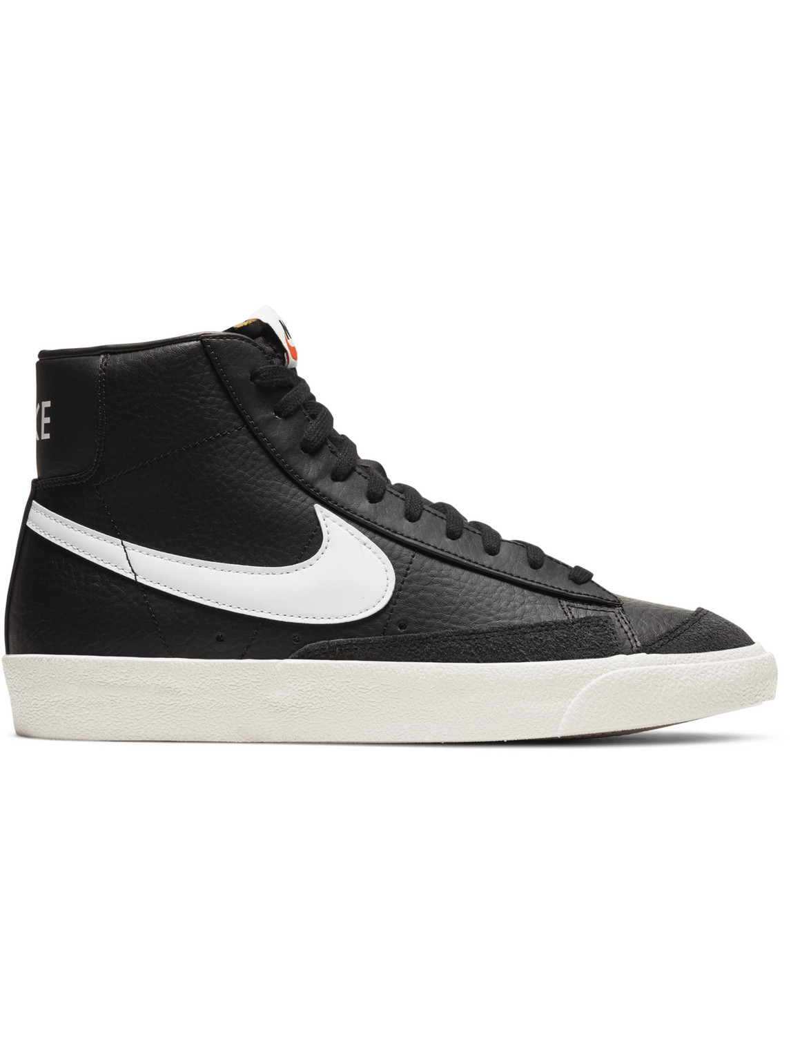 Nike Blazer Mid '77 Vintage Suede-trimmed Full-grain Leather Sneakers In  Black/white/sail | ModeSens