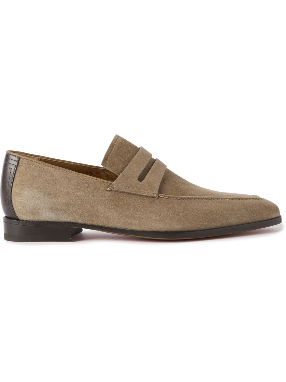 Berluti Leather-trimmed Suede Penny Loafers In Brown