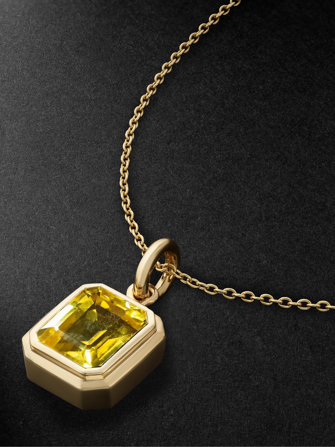42 Suns Large 14-karat Gold Yellow Sapphire Pendant Necklace