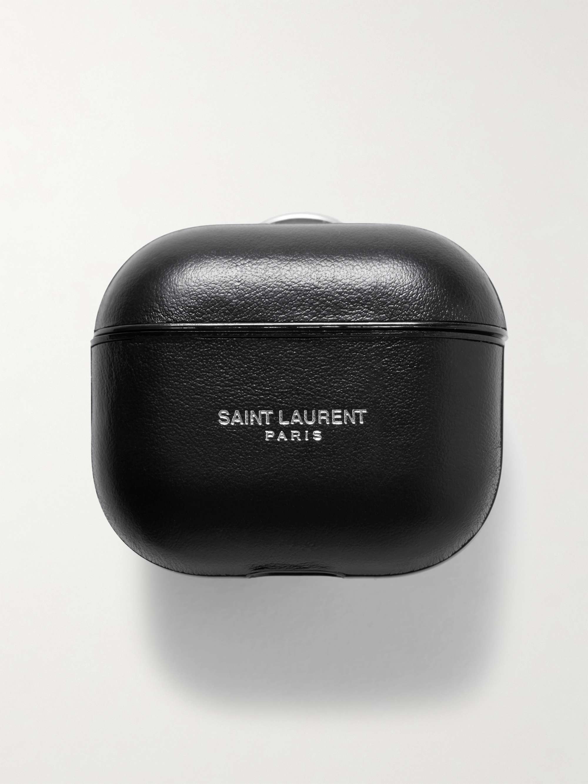 Black Logo-Print Leather AirPods Case | SAINT LAURENT | MR PORTER