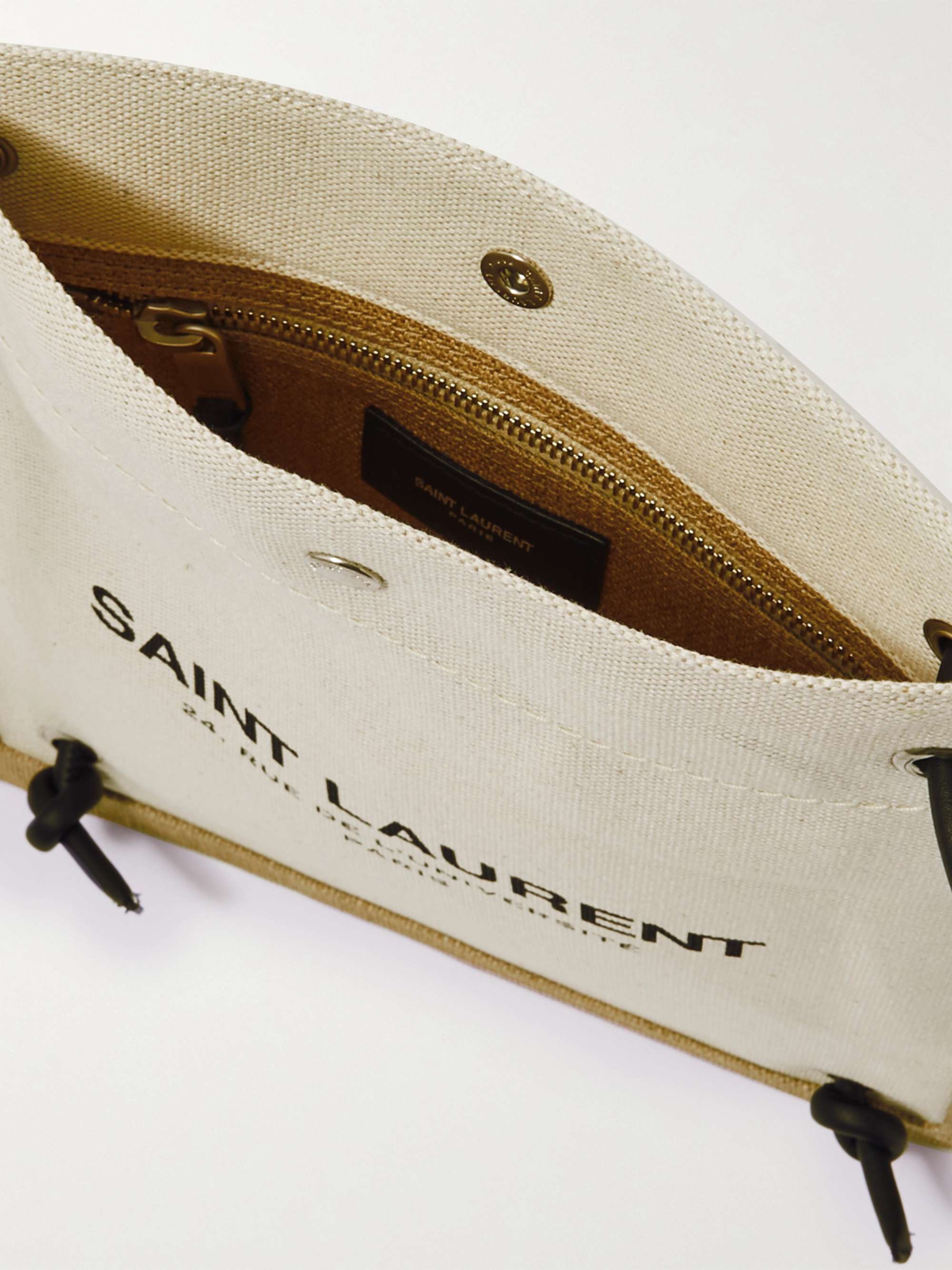 SAINT LAURENT Monogramme leather-trimmed printed canvas shoulder bag