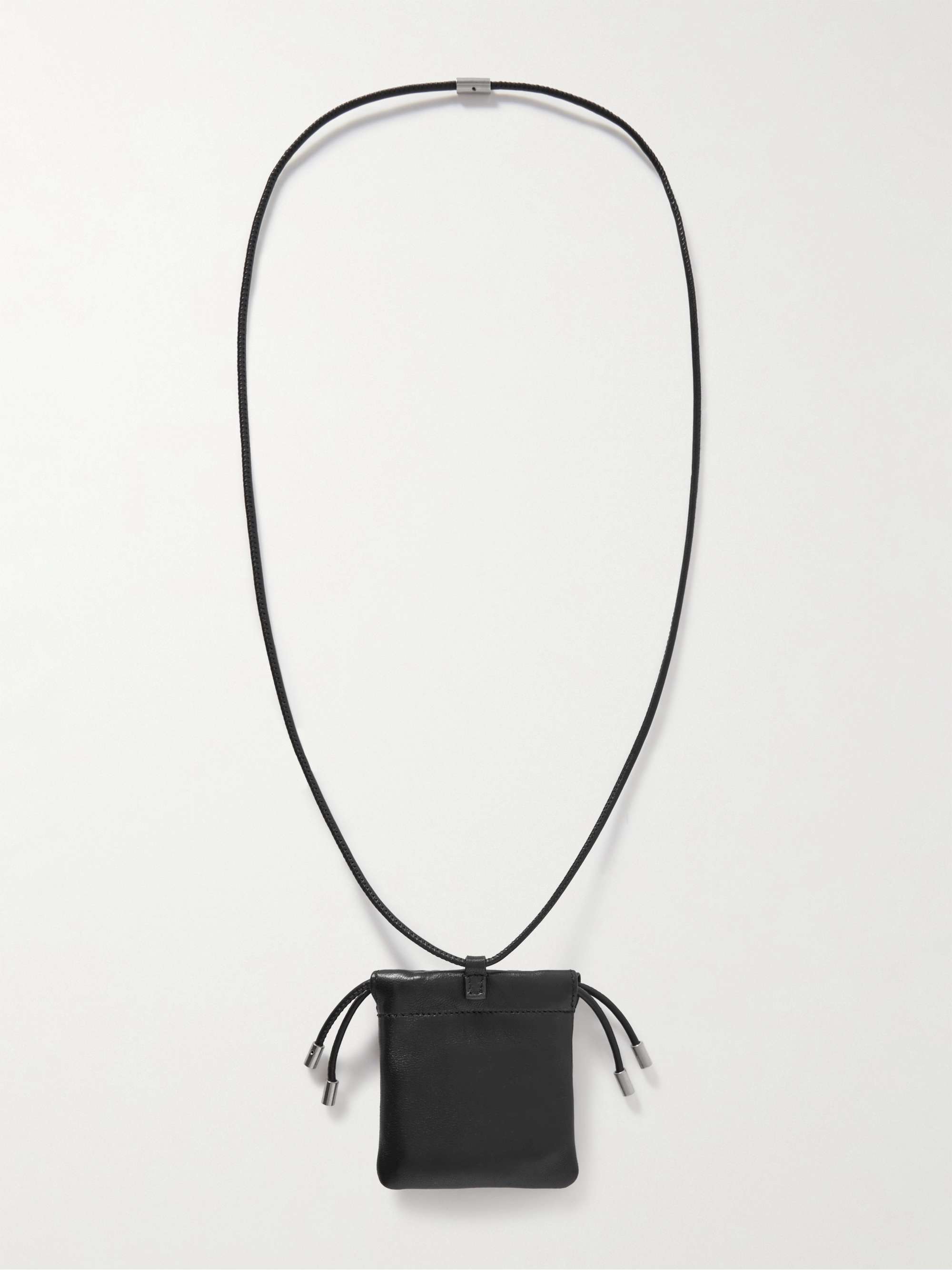 أسود حقيبة باوتش من الجلد مع حبل لجهاز AirPods | SAINT LAURENT | MR PORTER