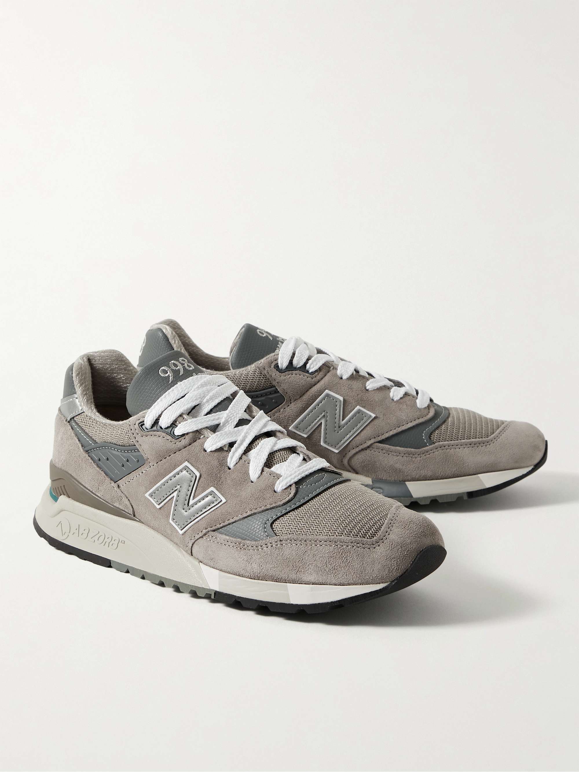 NEW BALANCE 998 Core Rubber-Trimmed Leather, Mesh and Suede Sneakers ...