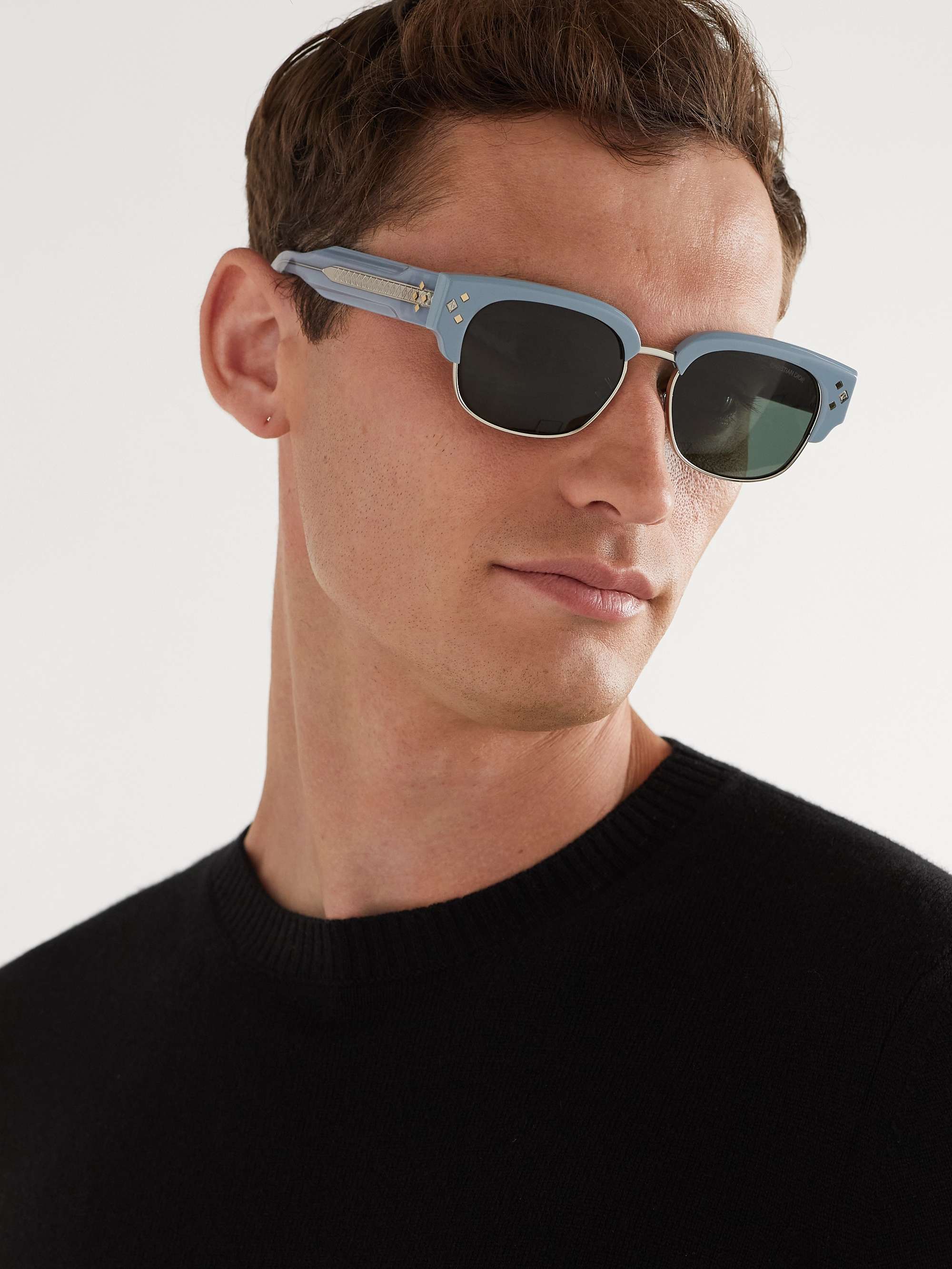 أزرق نظارات شمسية CD Diamond C1U بإطار على شكل حرف D من الأسيتات ومعدن فضي  اللون | DIOR EYEWEAR | MR PORTER