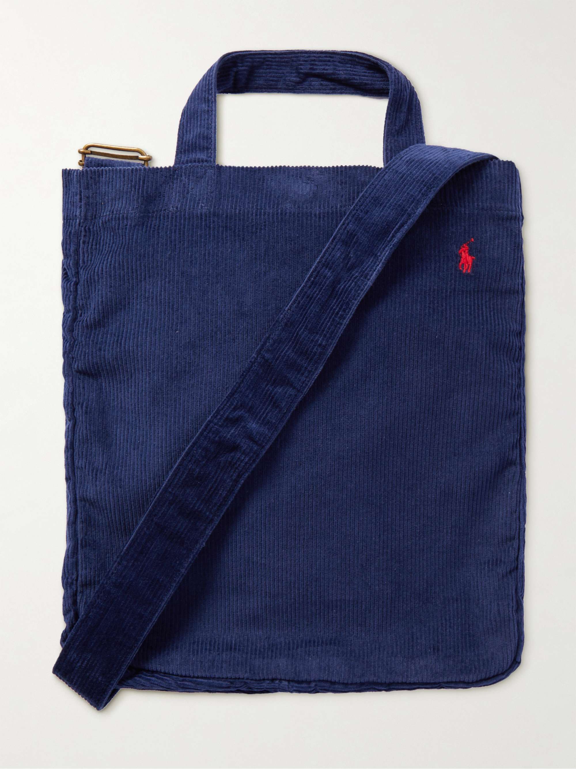 Navy Large Logo-Embroidered Corduroy Tote | POLO RALPH LAUREN | MR PORTER