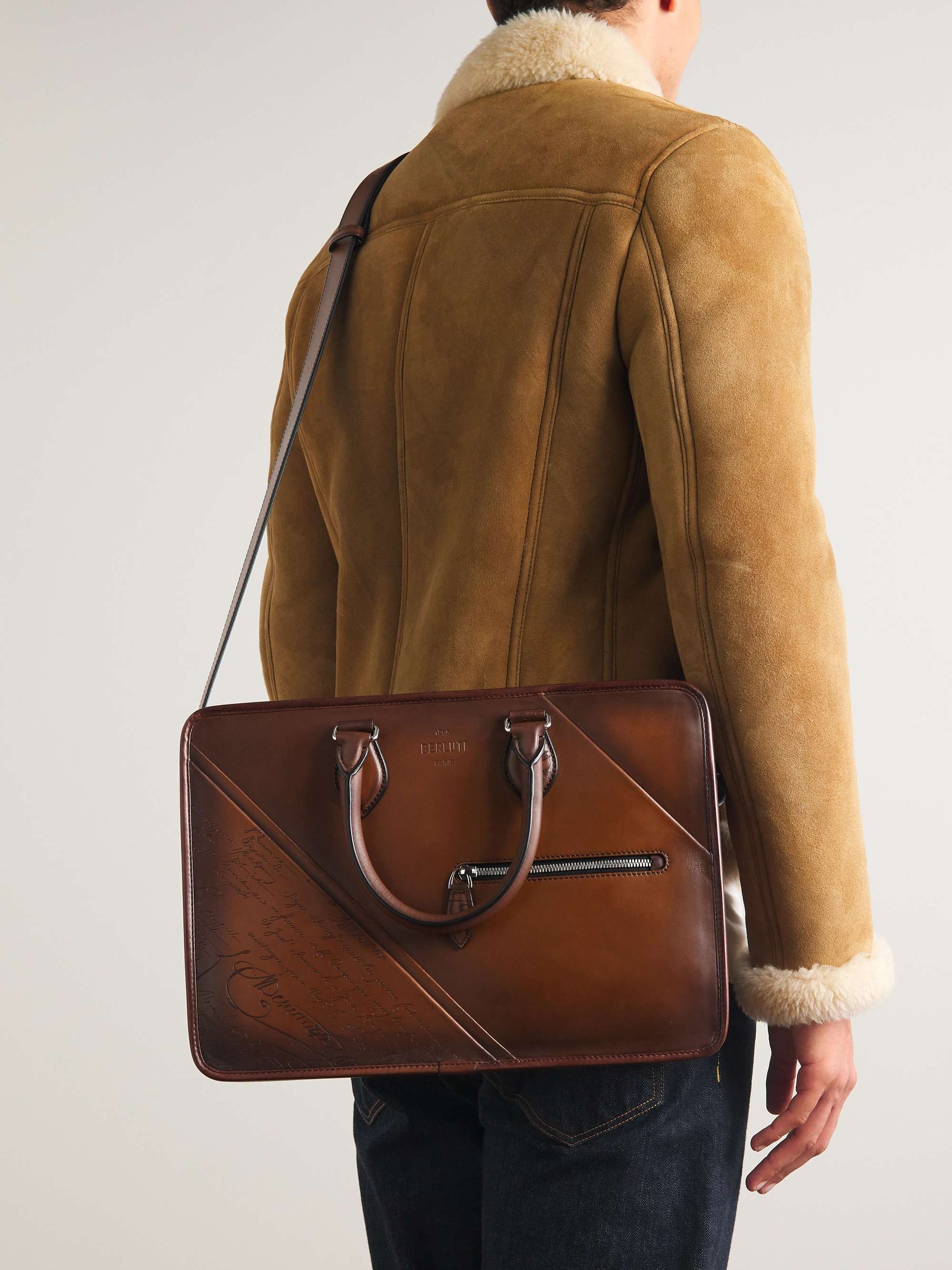 Brown Un Jour Mini Scritto Leather Briefcase | BERLUTI | MR PORTER