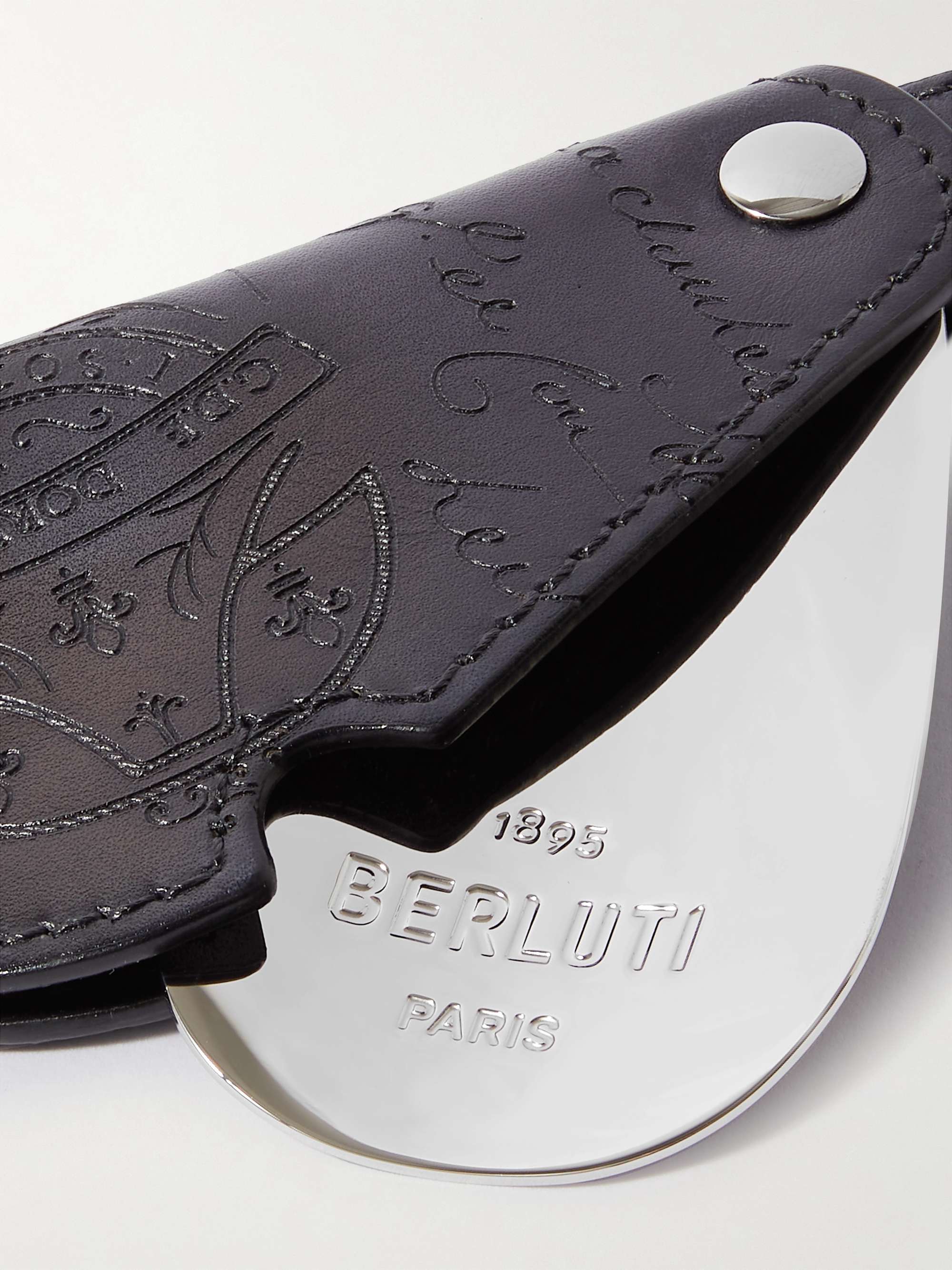 BERLUTI Scritto Schlüsselanhänger aus Venezia-Leder mit silberfarbenen Details