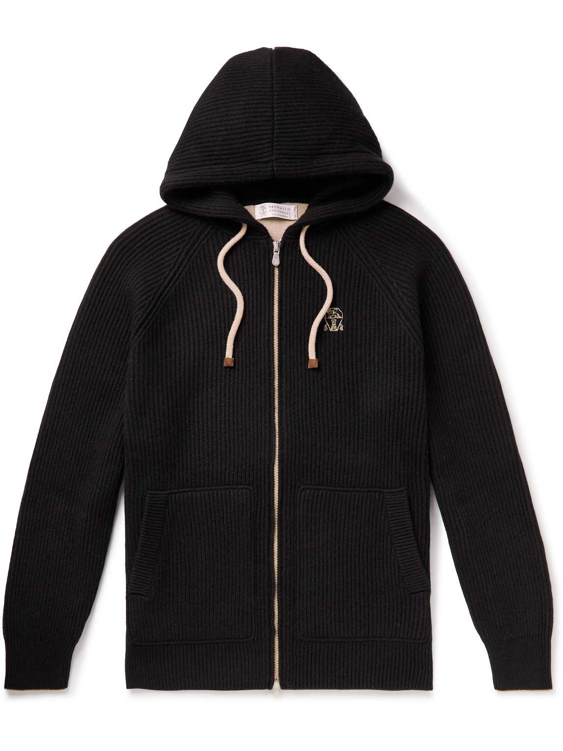BRUNELLO CUCINELLI RIBBED CASHMERE ZIP-UP HOODIE
