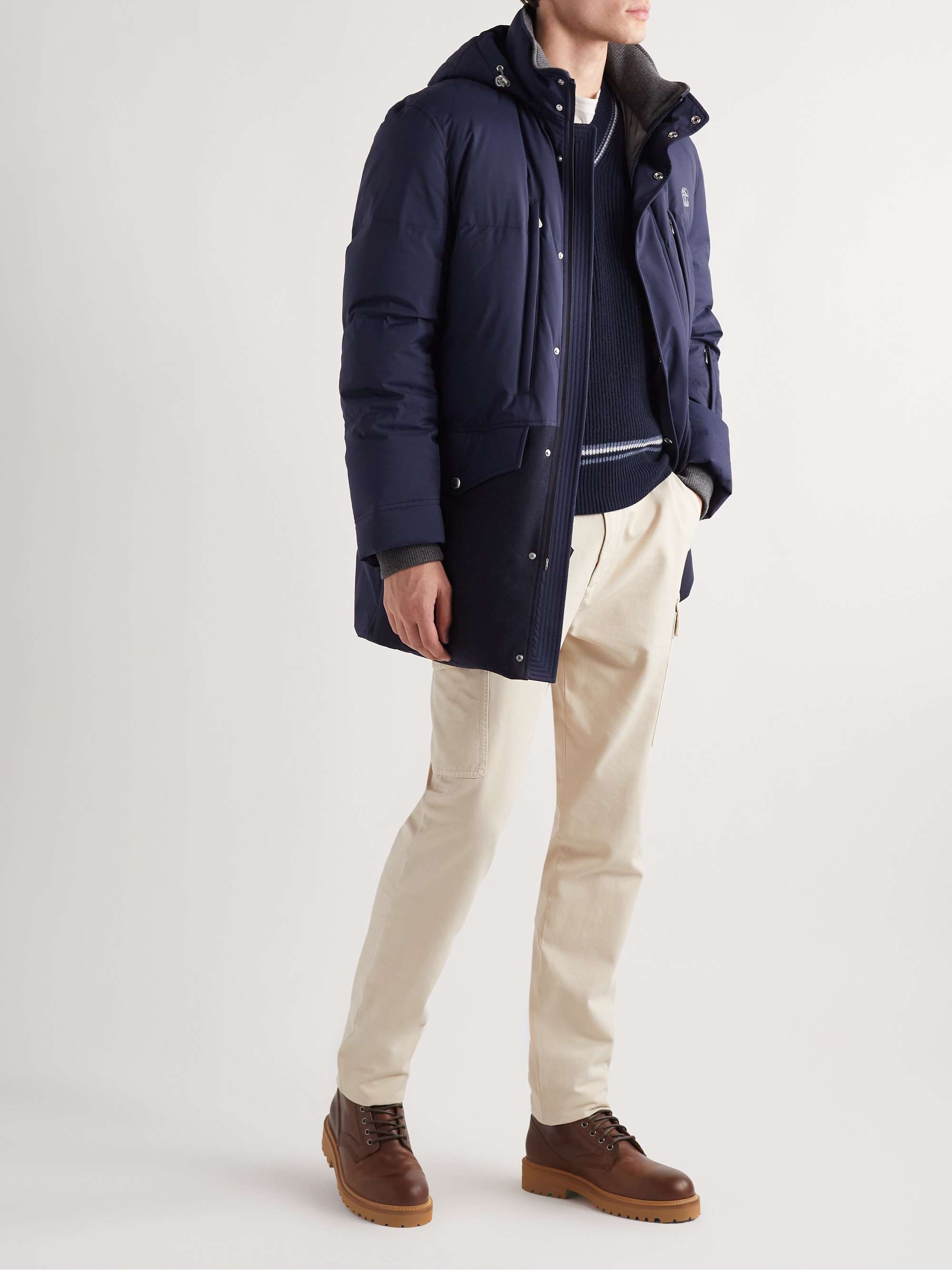 BRUNELLO CUCINELLI Panelled Quilted Wool-Blend and Shell Hooded Down Jacket  for Men | MR PORTER