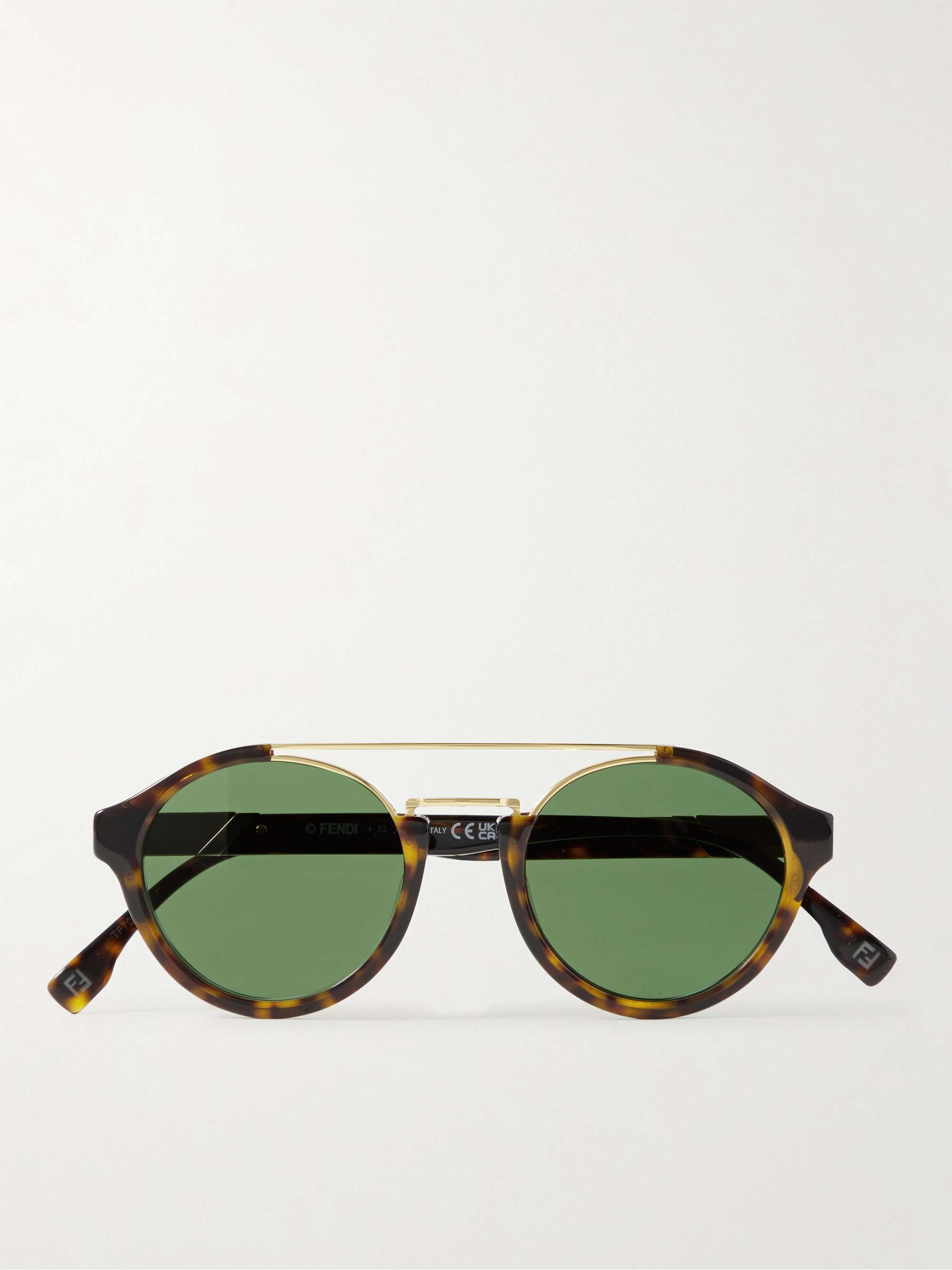Round-Frame Gold-Tone and Tortoiseshell Acetate Sunglasses