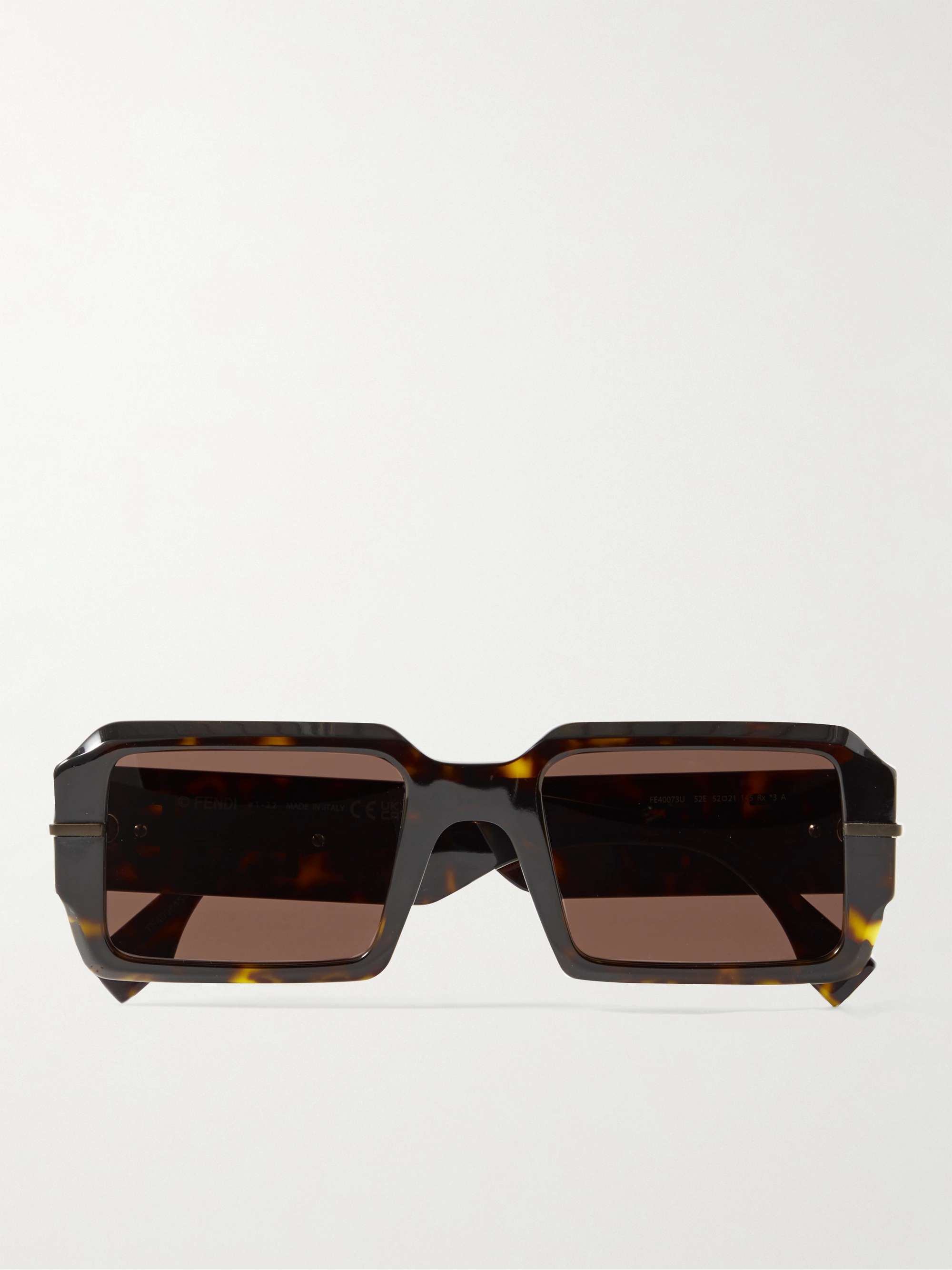 FENDI Square-Frame Tortoiseshell Acetate Sunglasses for Men | MR PORTER