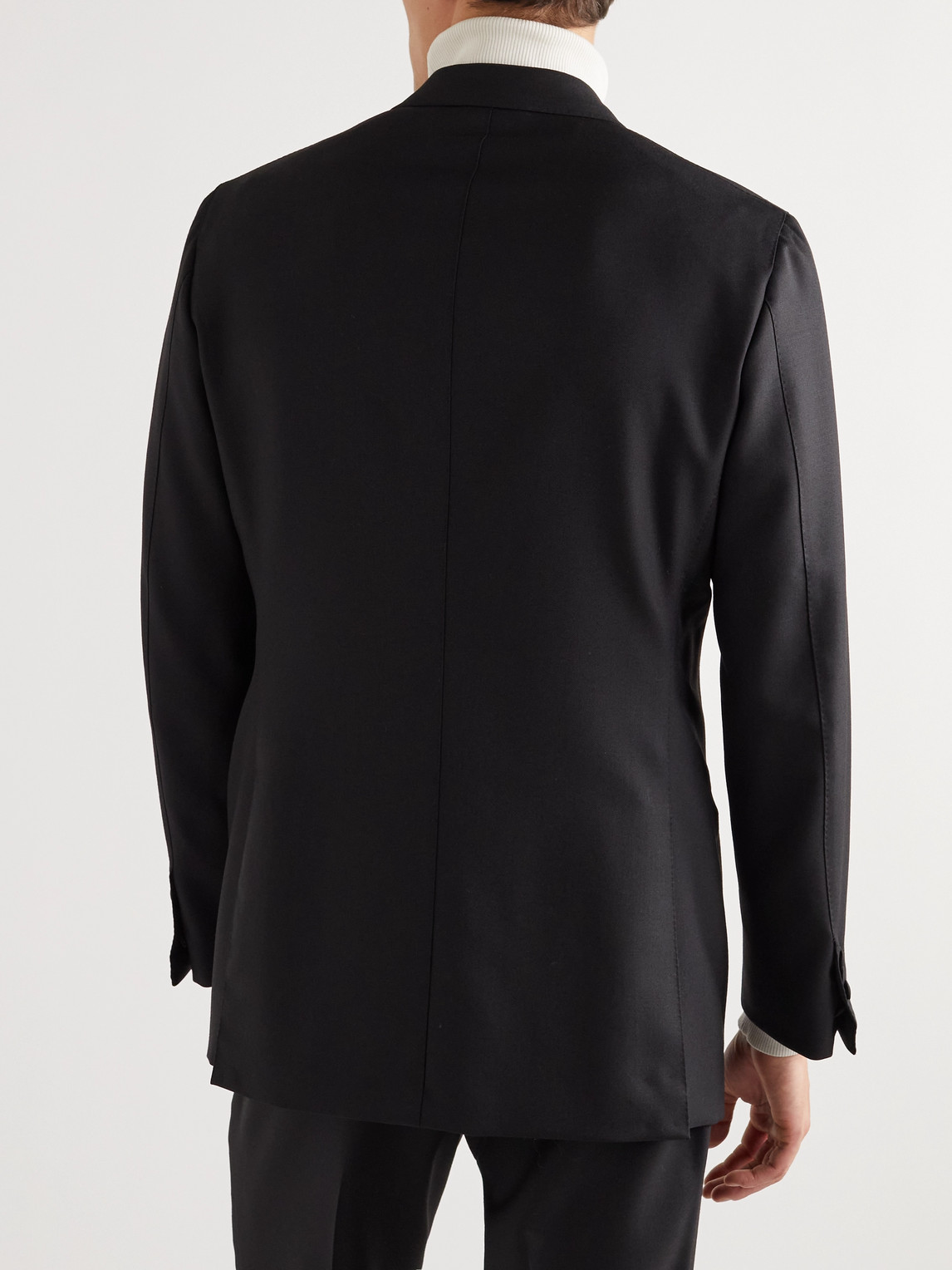 Shop Saman Amel Wool And Mohair-blend Twill Tuxedo Jacket In Black