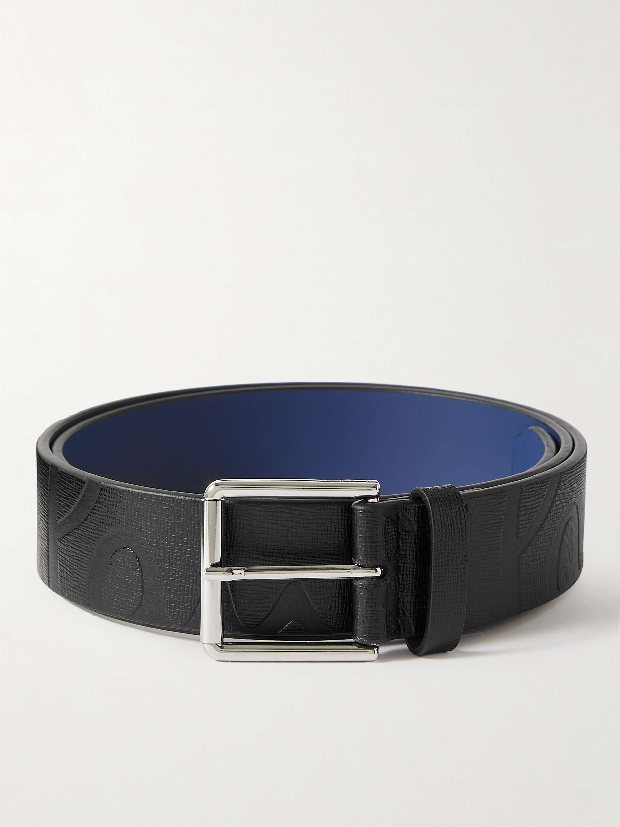 Schwarz Gürtel aus quergemasertem Leder mit Logoprägung, 3,5 cm | PAUL SMITH  | MR PORTER