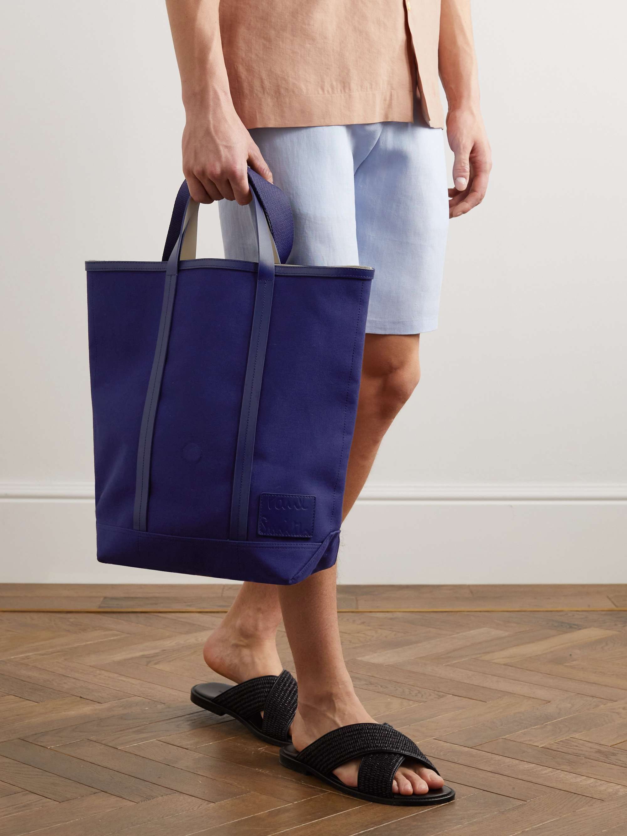 PAUL SMITH Leather-Trimmed Cotton-Canvas Tote Bag | MR PORTER