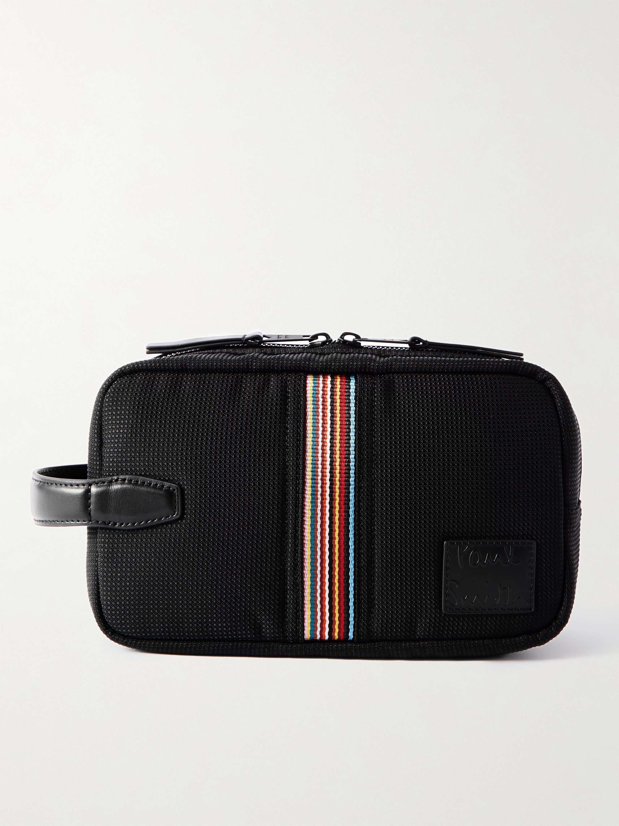 PAUL SMITH Stripe-Detailed Leather-Trimmed Mesh Wash Bag | MR PORTER